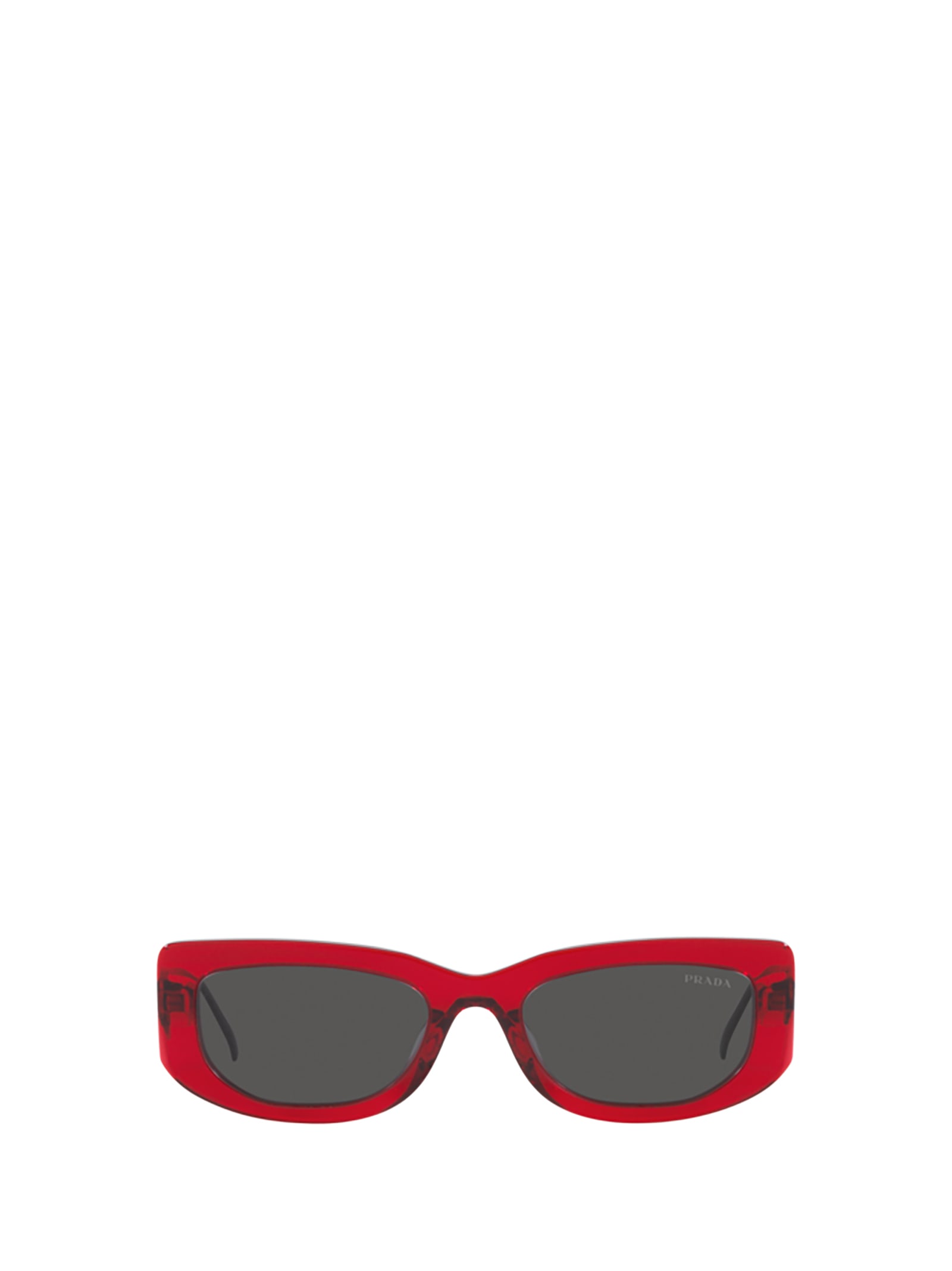 Prada Triangle Logo Rectangle Acetate & Metal Sunglasses In Crystal Fire