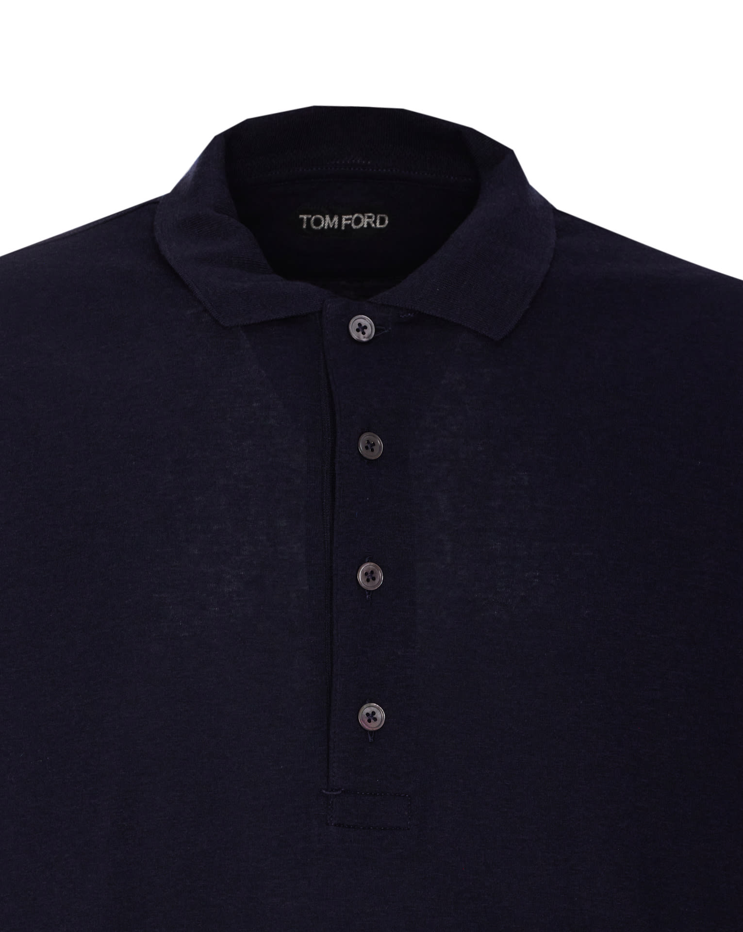 Tom Ford Polo Shirt With Button Placket And Collar In Marineblue