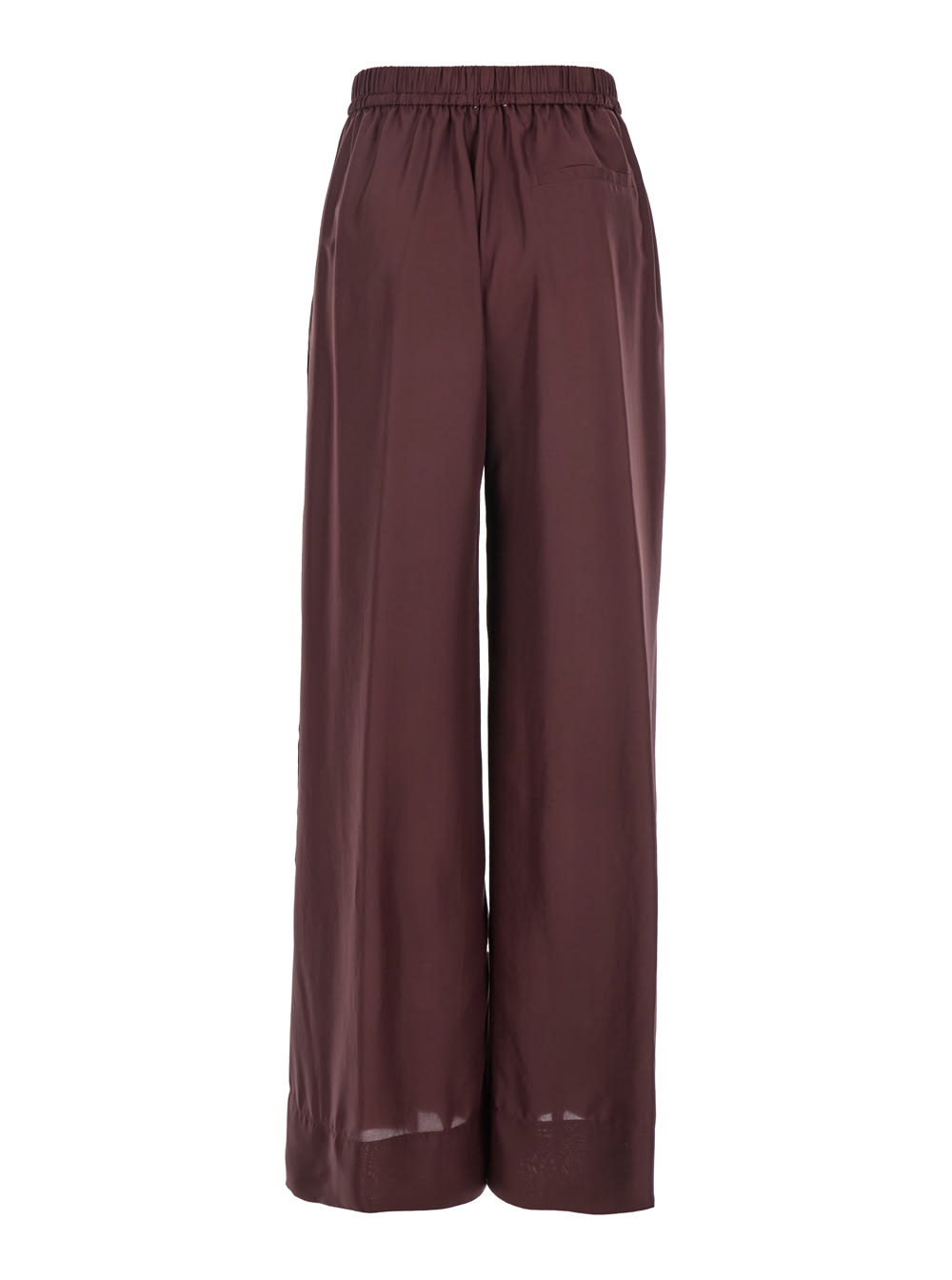 Shop Forte Forte Bordeaux Pants With Elastic Drawstring Waist And Wide Leg In Silk Woman In Black