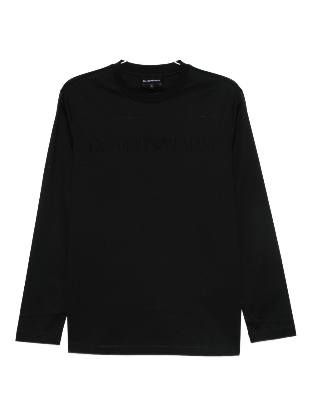 Emporio Armani Classic Crew Neck Sweatshirt With Logo Embroidery In Black