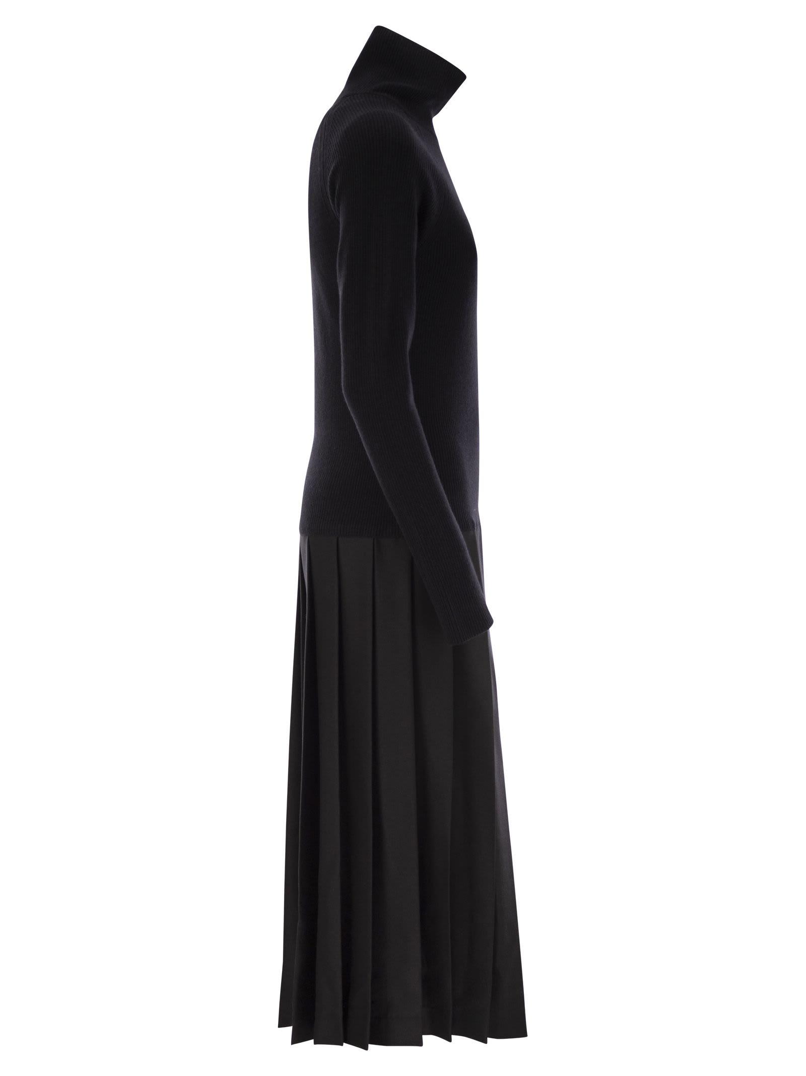 Shop Fabiana Filippi Platinum Dress With Flannel Skirt In Black