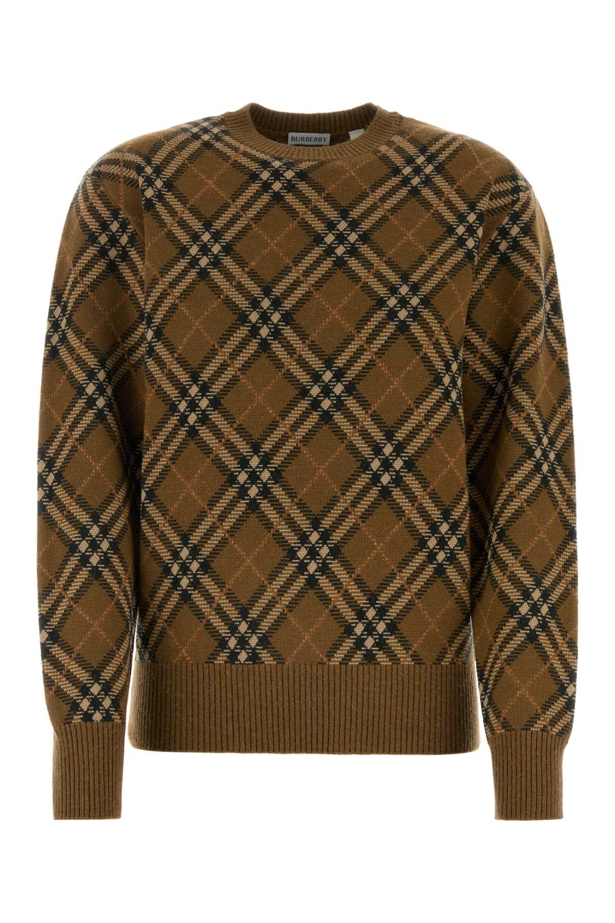 Shop Burberry Embroidered Wool Blend Sweater In Shrewipcheck