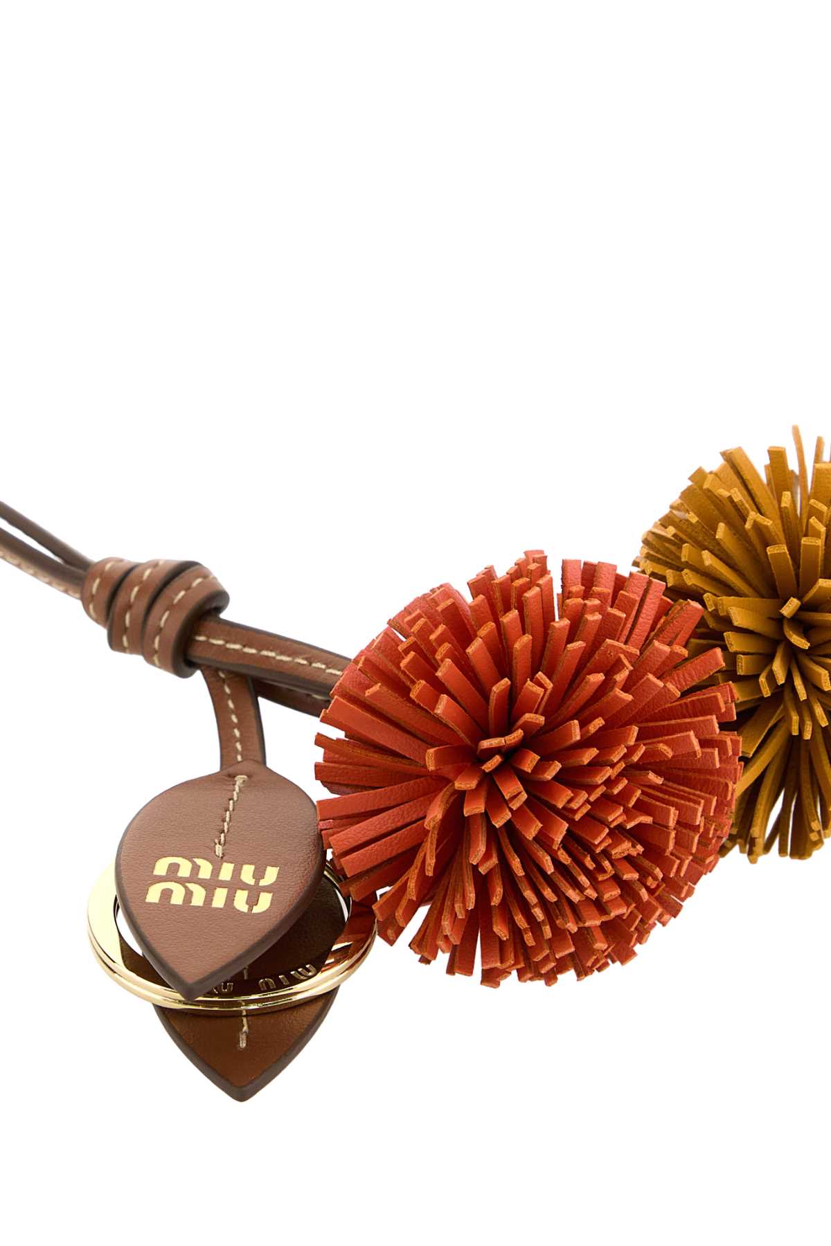Miu Miu Multicolor Leather Charm In Brown