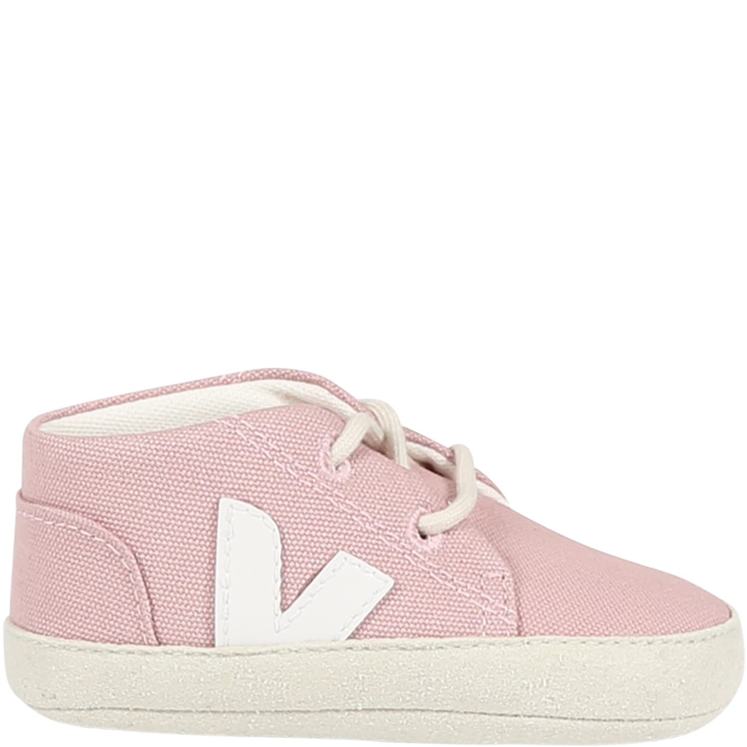Veja Kids' Pink Sneakers For Baby Girl With White Logo