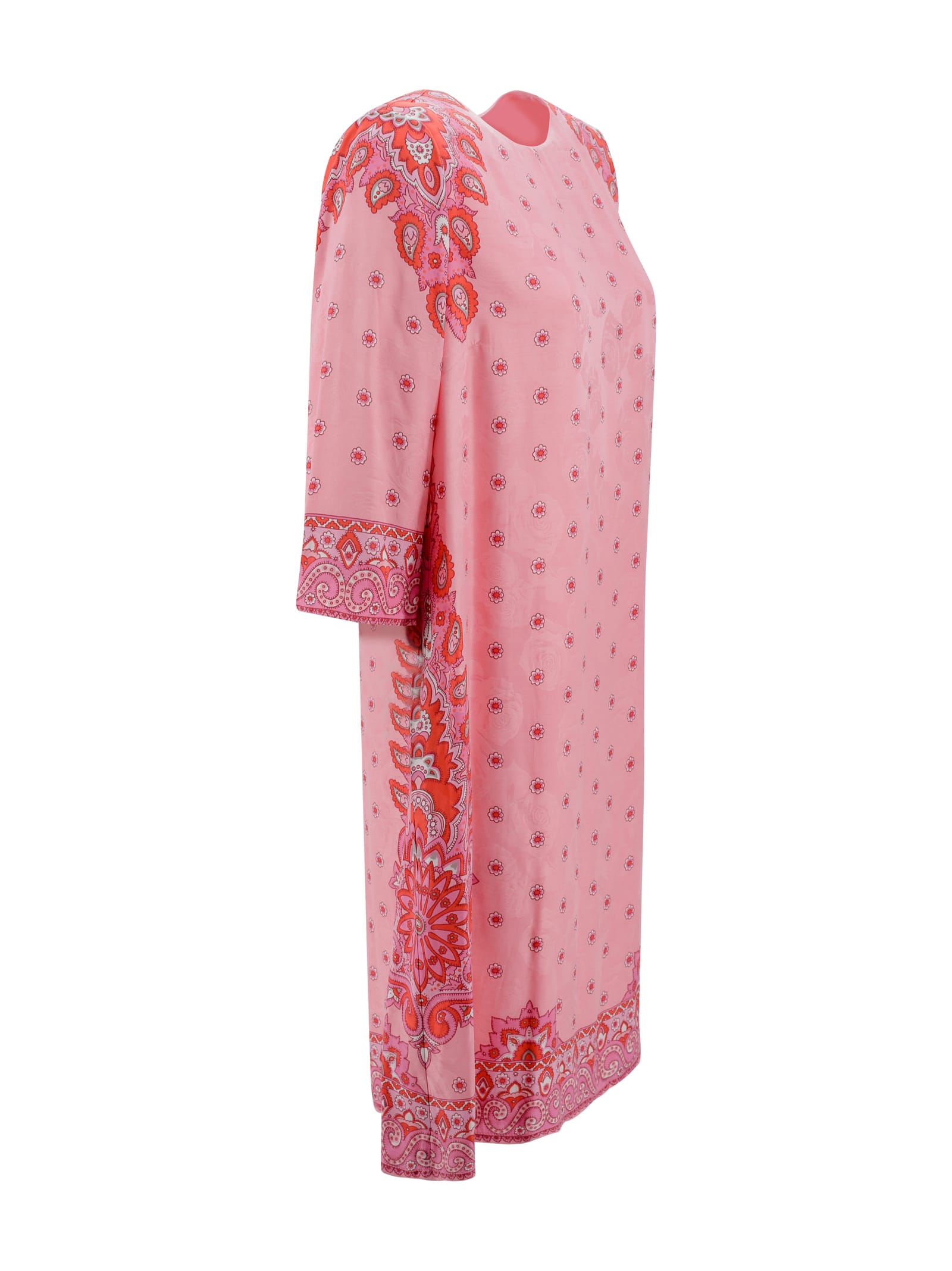 Etro | Pink Paisley Print Silk Blend Tunic Dress| Women | 48