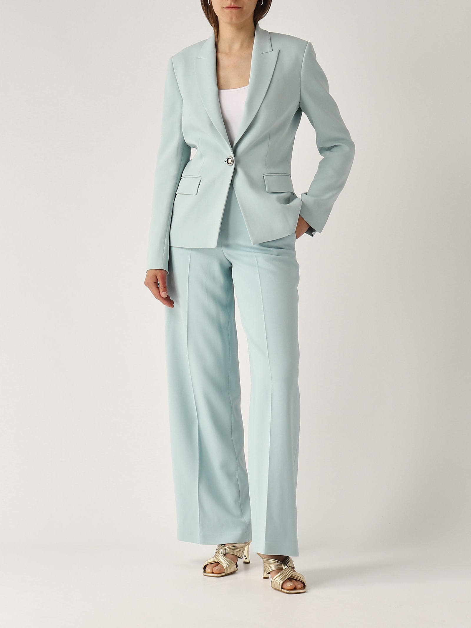 Pinko Pergamino Pantalone Trousers In Celeste