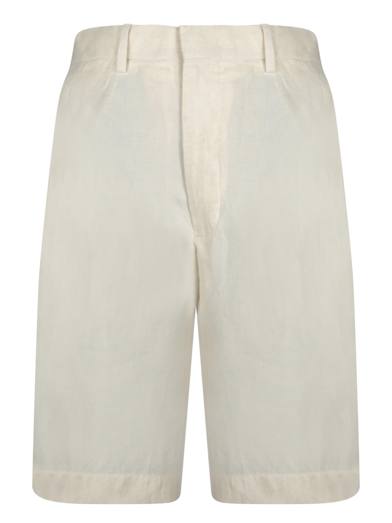 Shop Zegna Beige Linen Bermuda Shorts