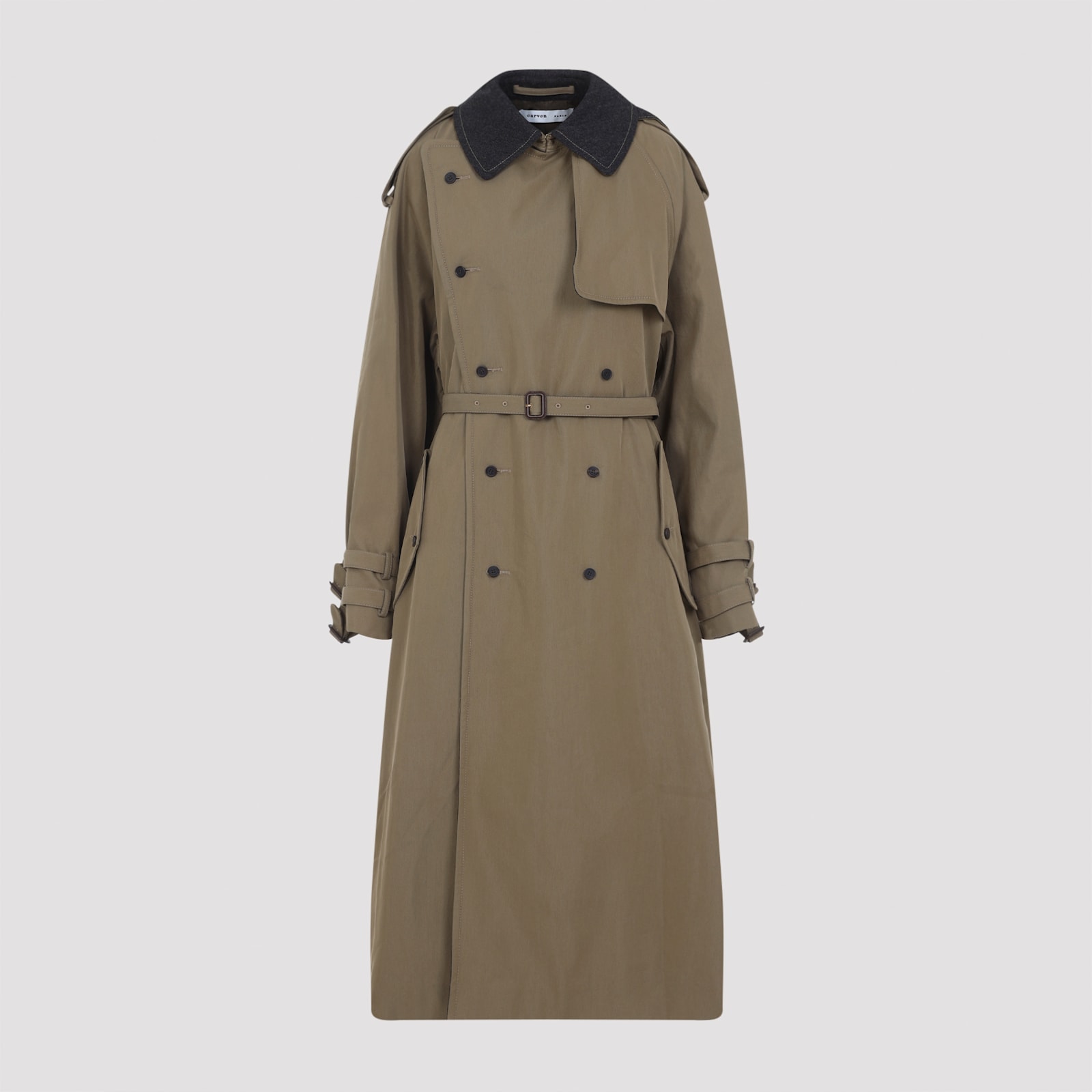 Carven Ca307 Trench Coat In Brown