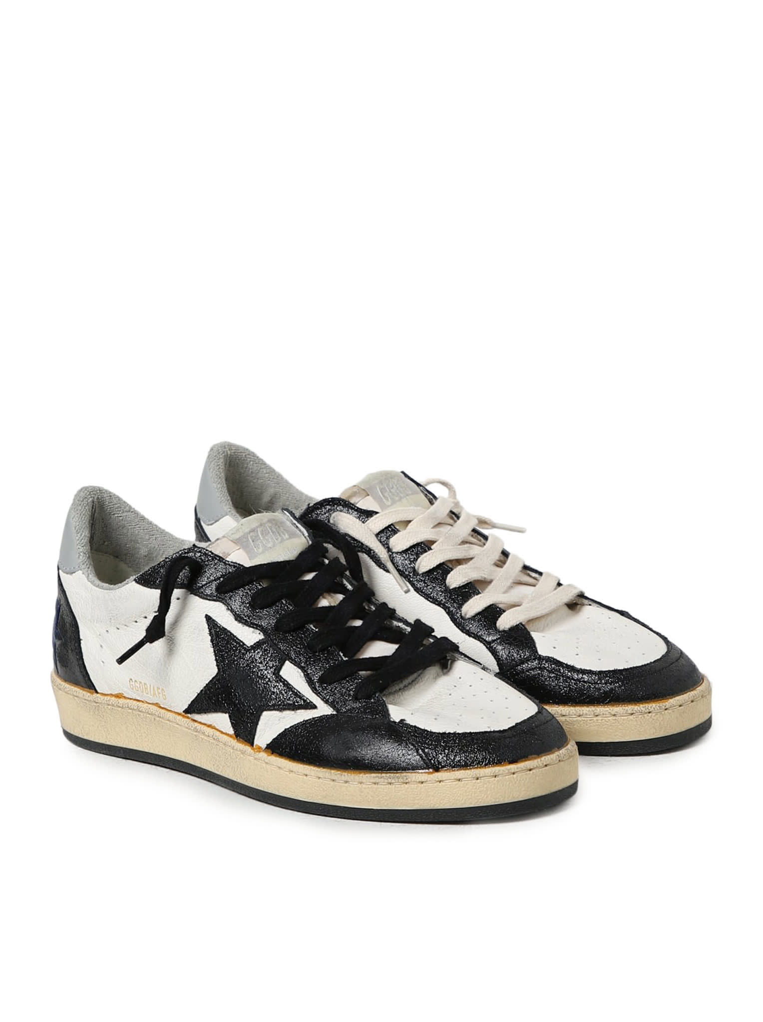 Shop Golden Goose Ballstar Nappa Upper Leather Toe Star And Spur Nylon Tongue In White Black Grey