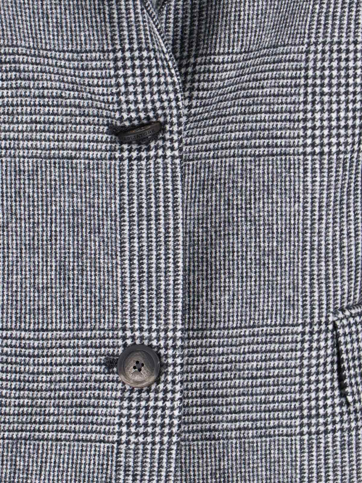Tagliatore Check Pattern Notch Lapel Front Pockets Blazer In Black