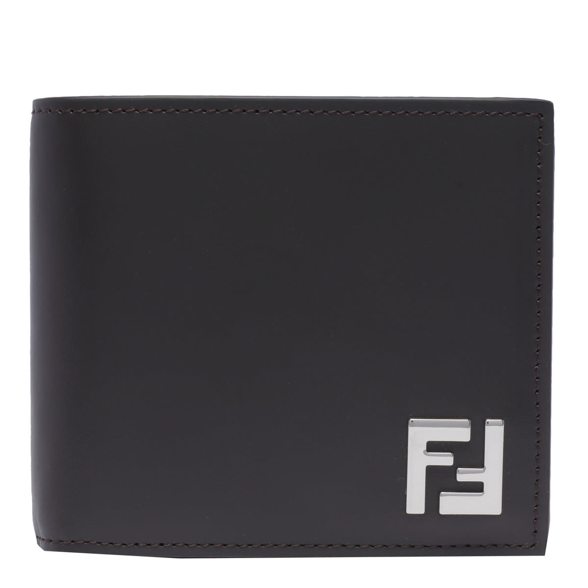 Shop Fendi Ff Bi-fold Wallet In Brown