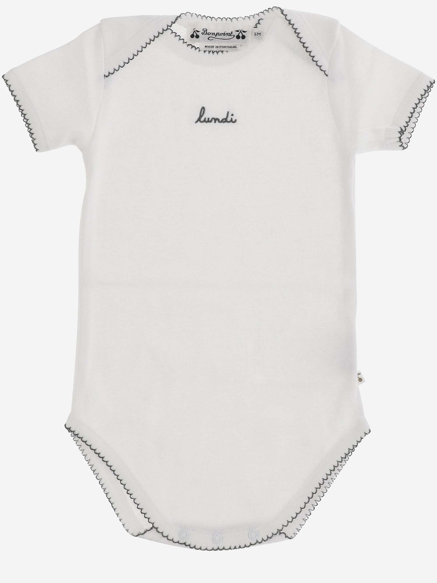 Bonpoint Babies' Cotton Bodysuit With Logo In White