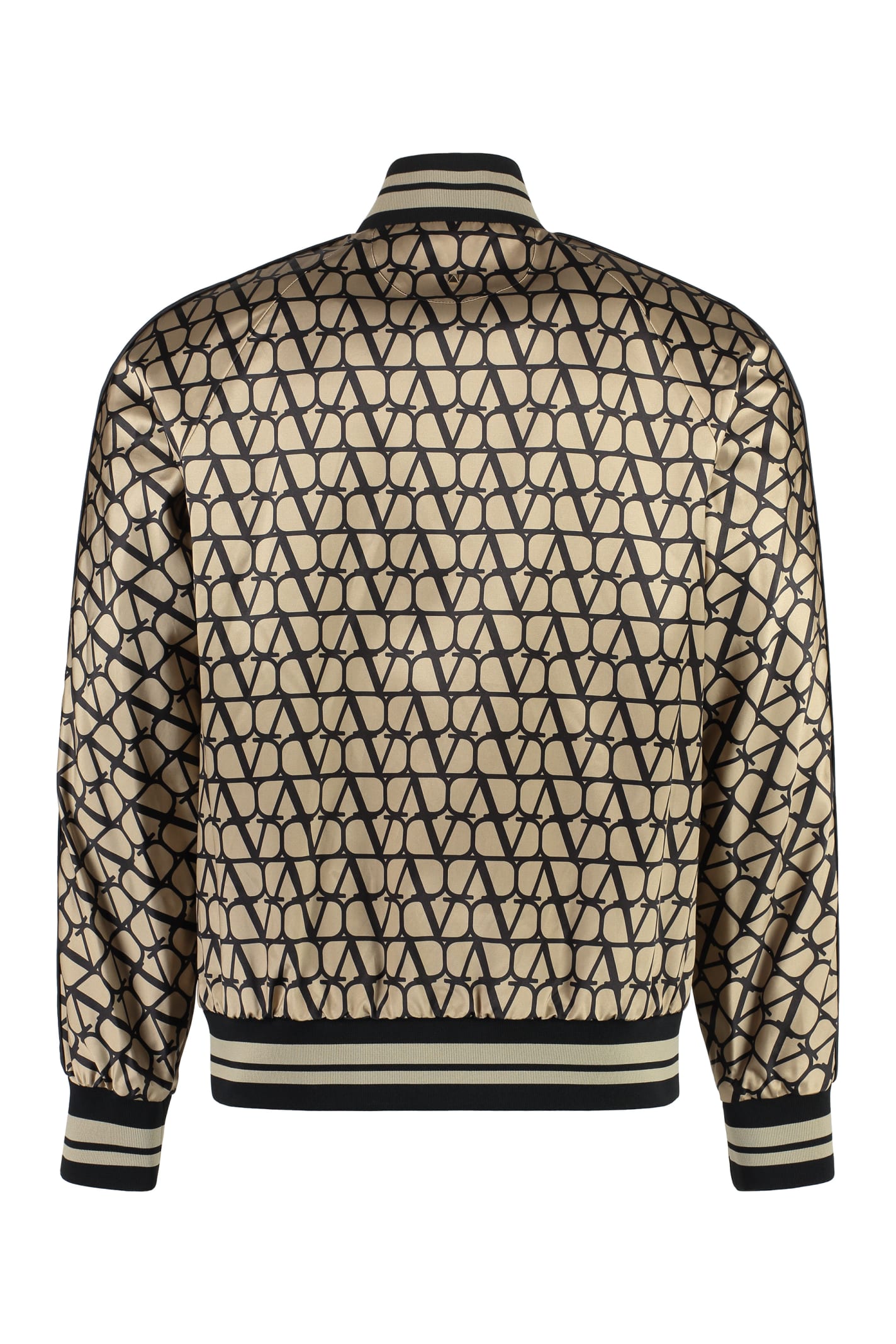 Shop Valentino Printed Bomber Jacket In Beige