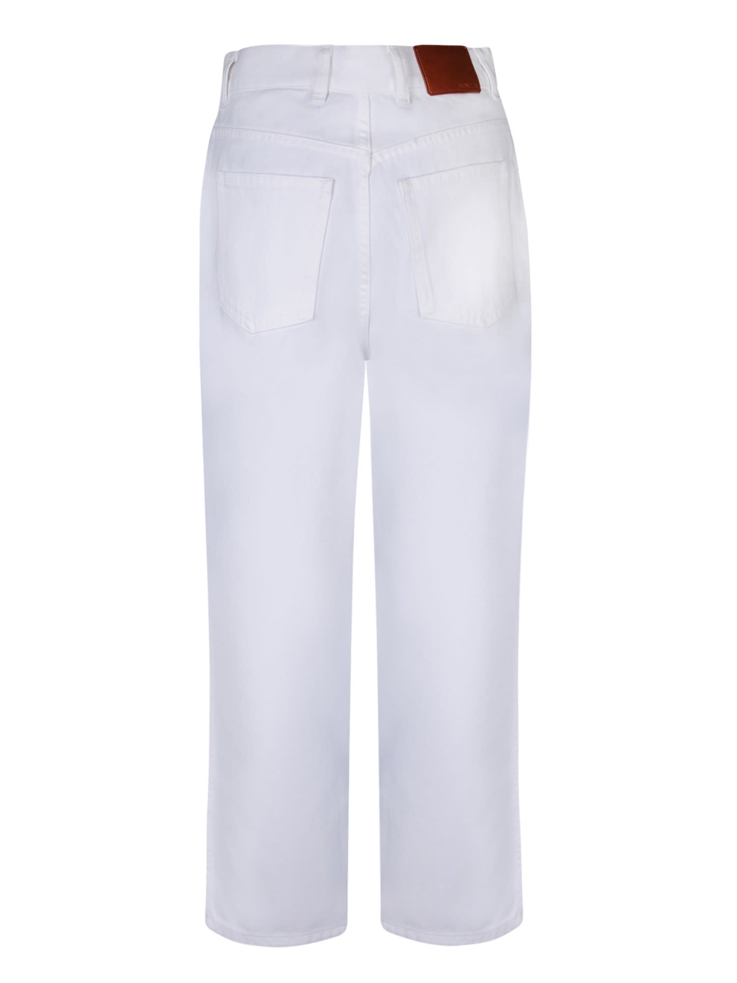 Shop Moncler Cotton White Trousers