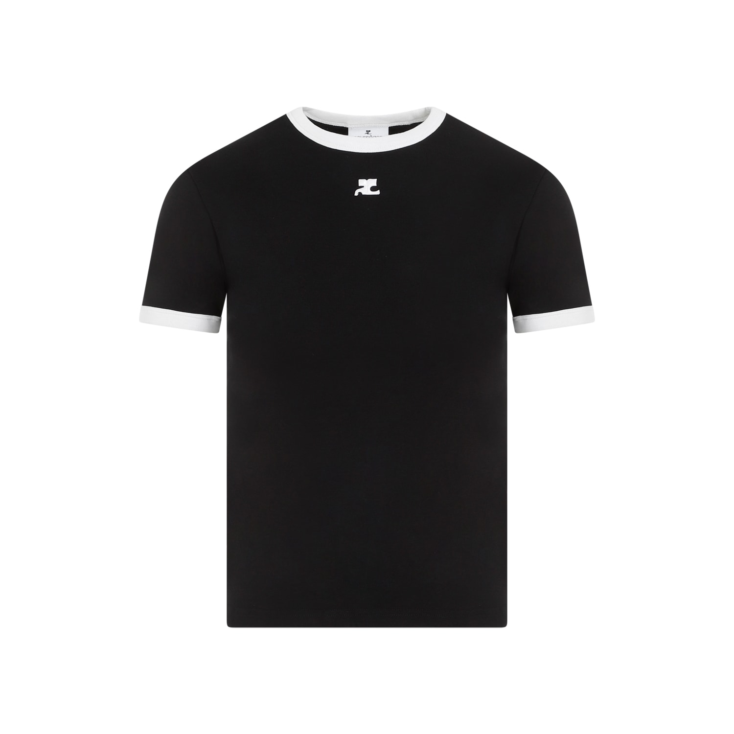 Courrèges Reedition Bumpy Contrast T-shirt In Black