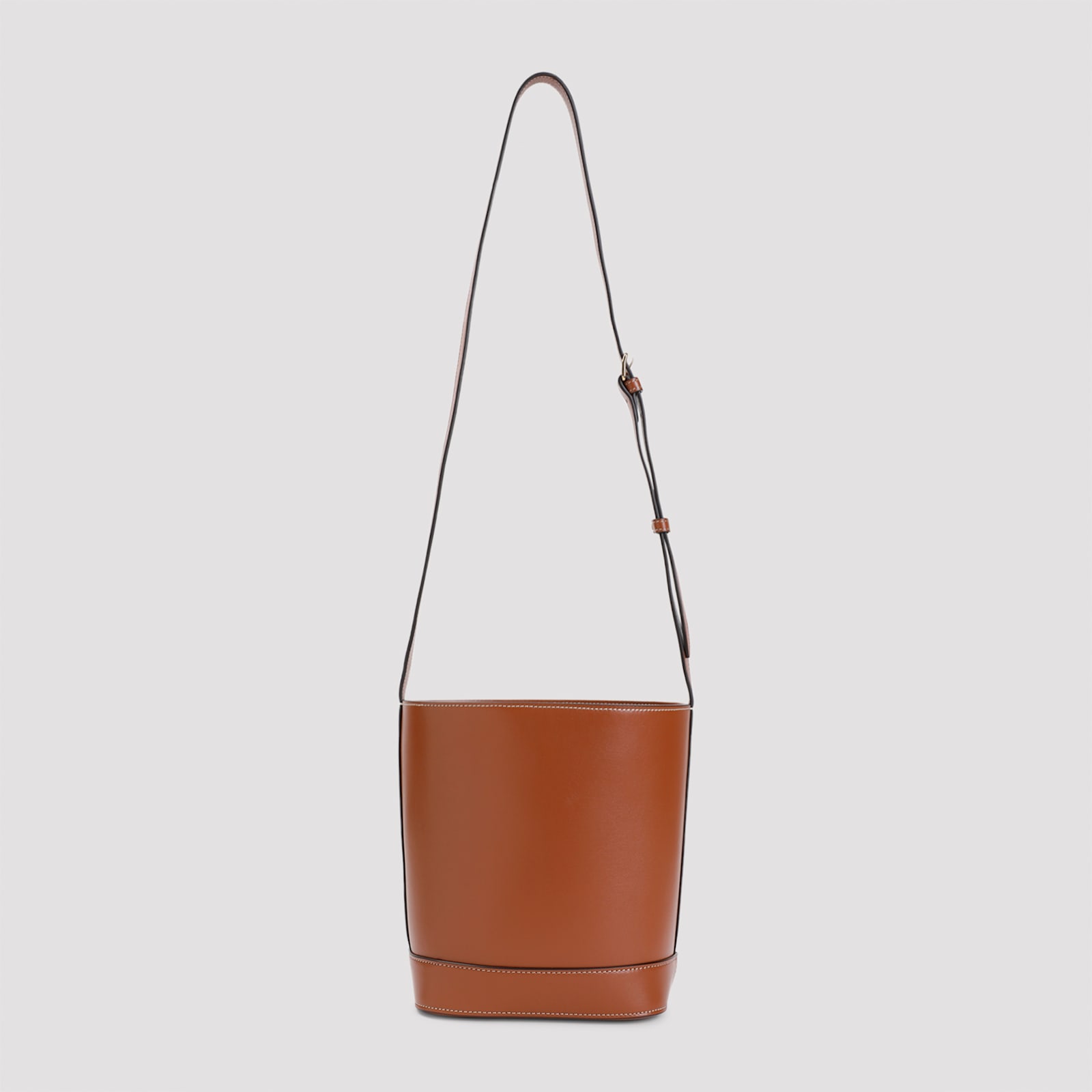 Celine Small Triomphe Leather Bucket Bag In Smooth Calf Leather In Brown