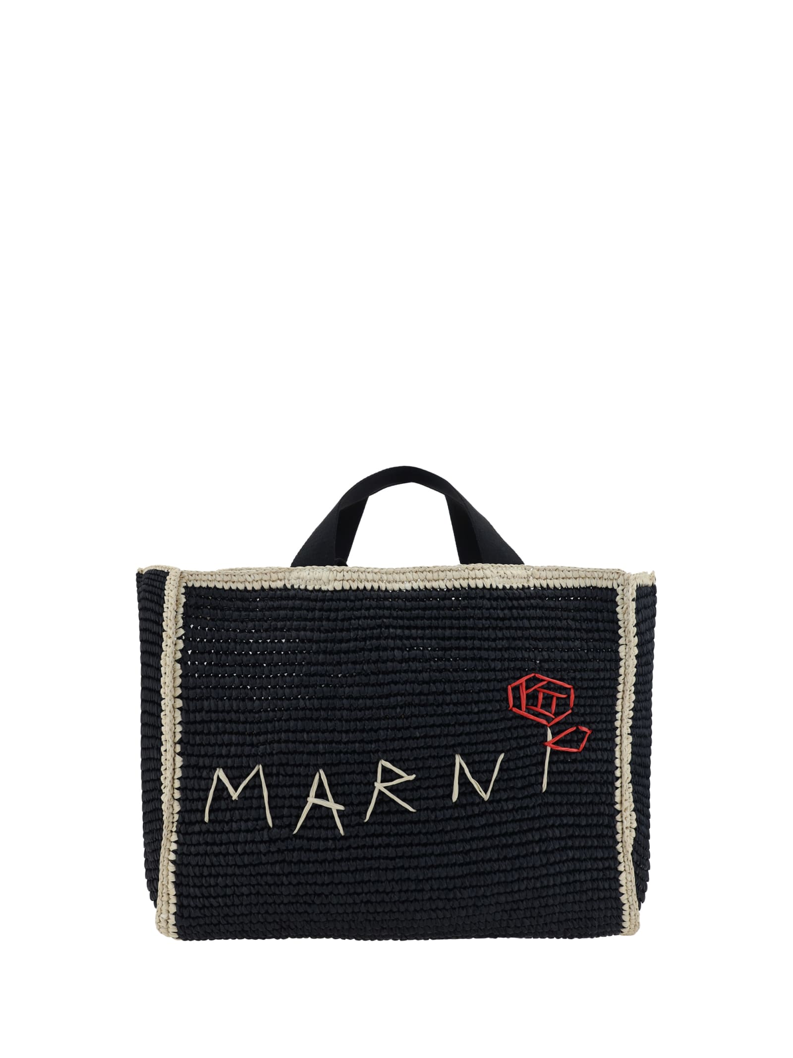 Shop Marni Medium Logo Sillo Tote In Nero/bianco