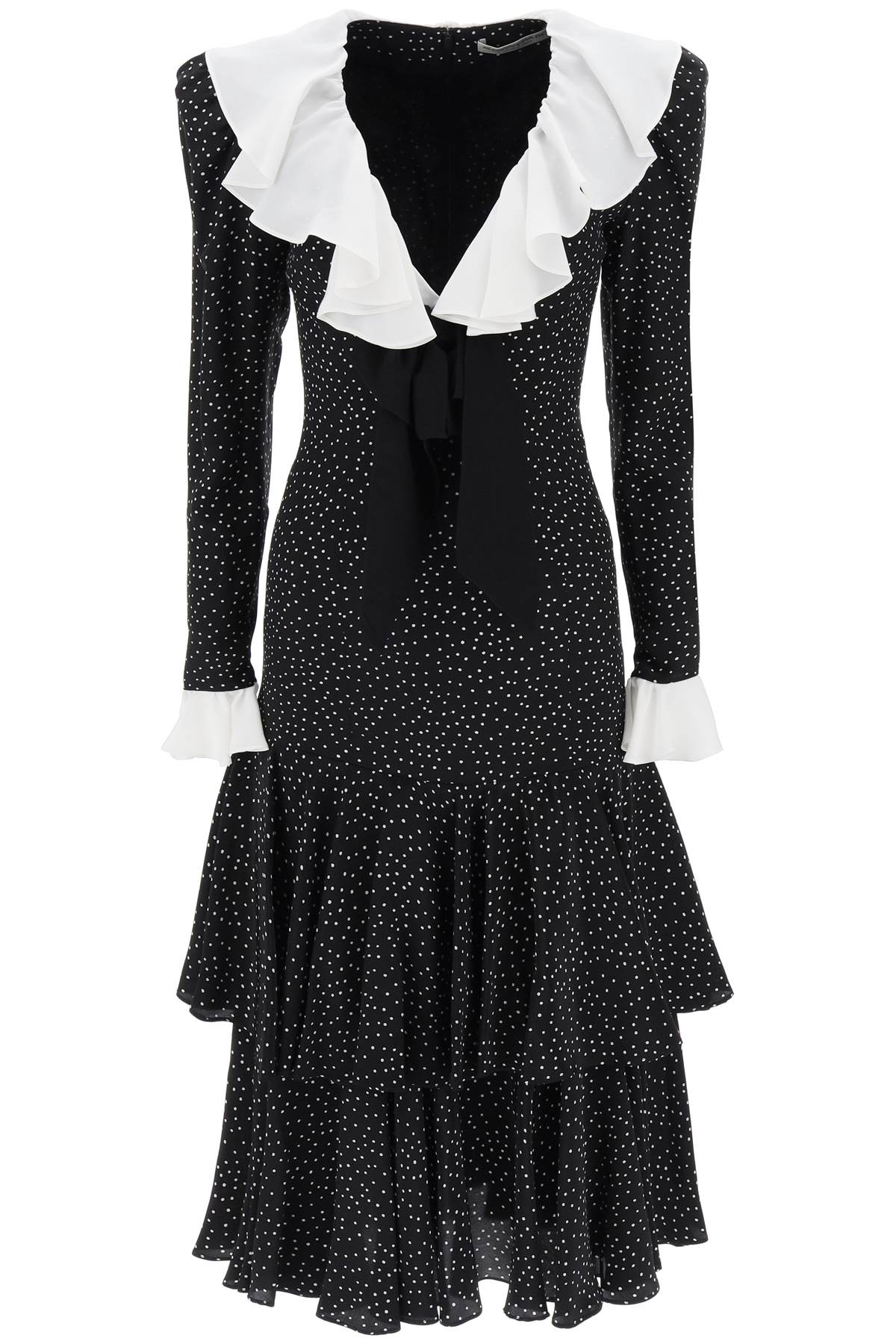 ALESSANDRA RICH POLKA-DOT DRESS WITH CONTRASTING DETAILING