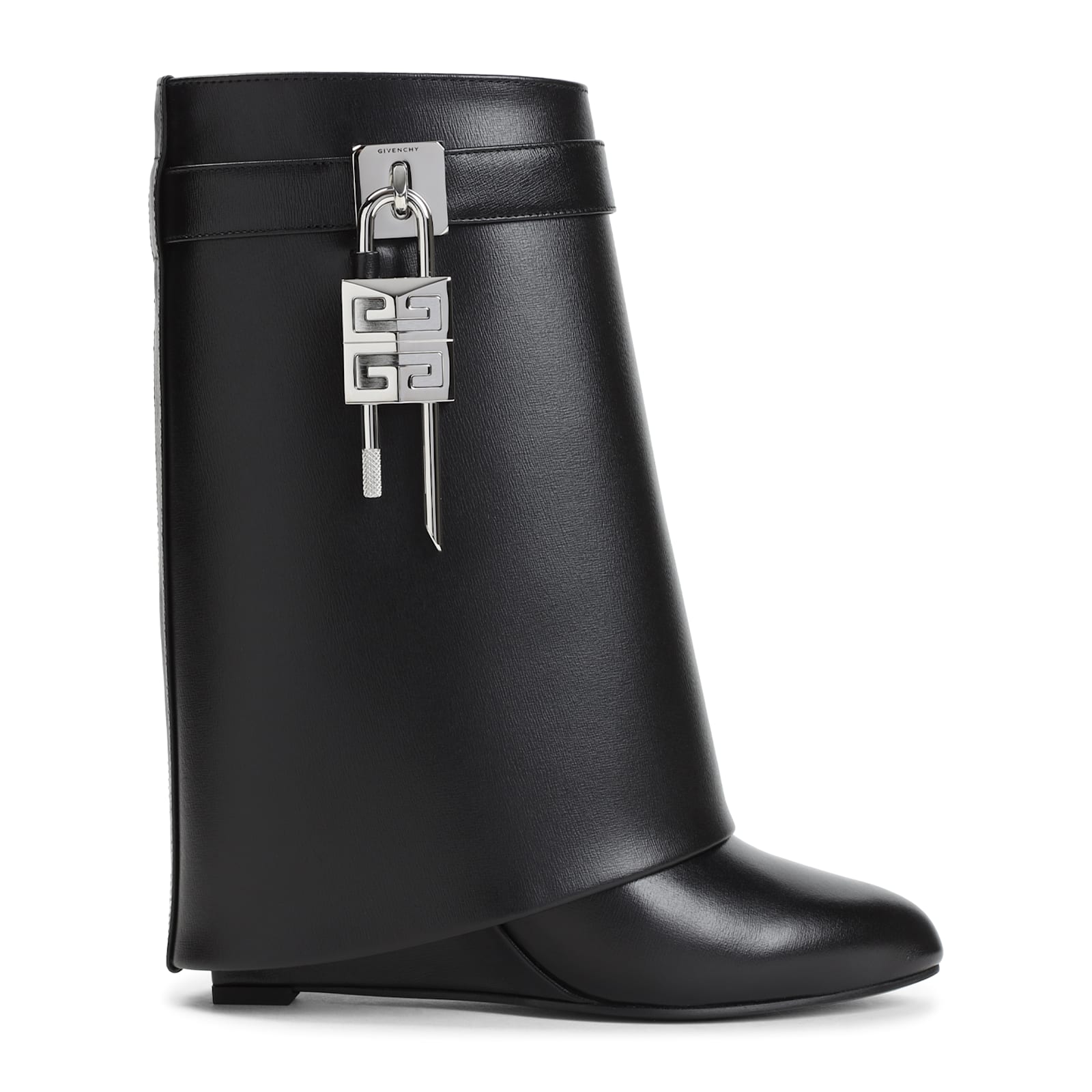 Givenchy Shark Lock 90 Leather Ankle Boots Shoes In Black