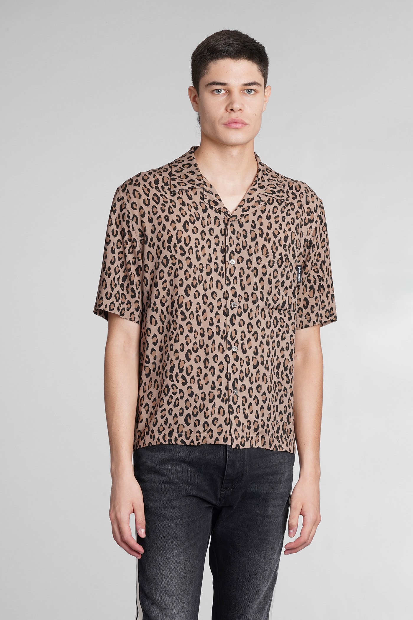 Palm Angels Shirt In Animalier Viscose