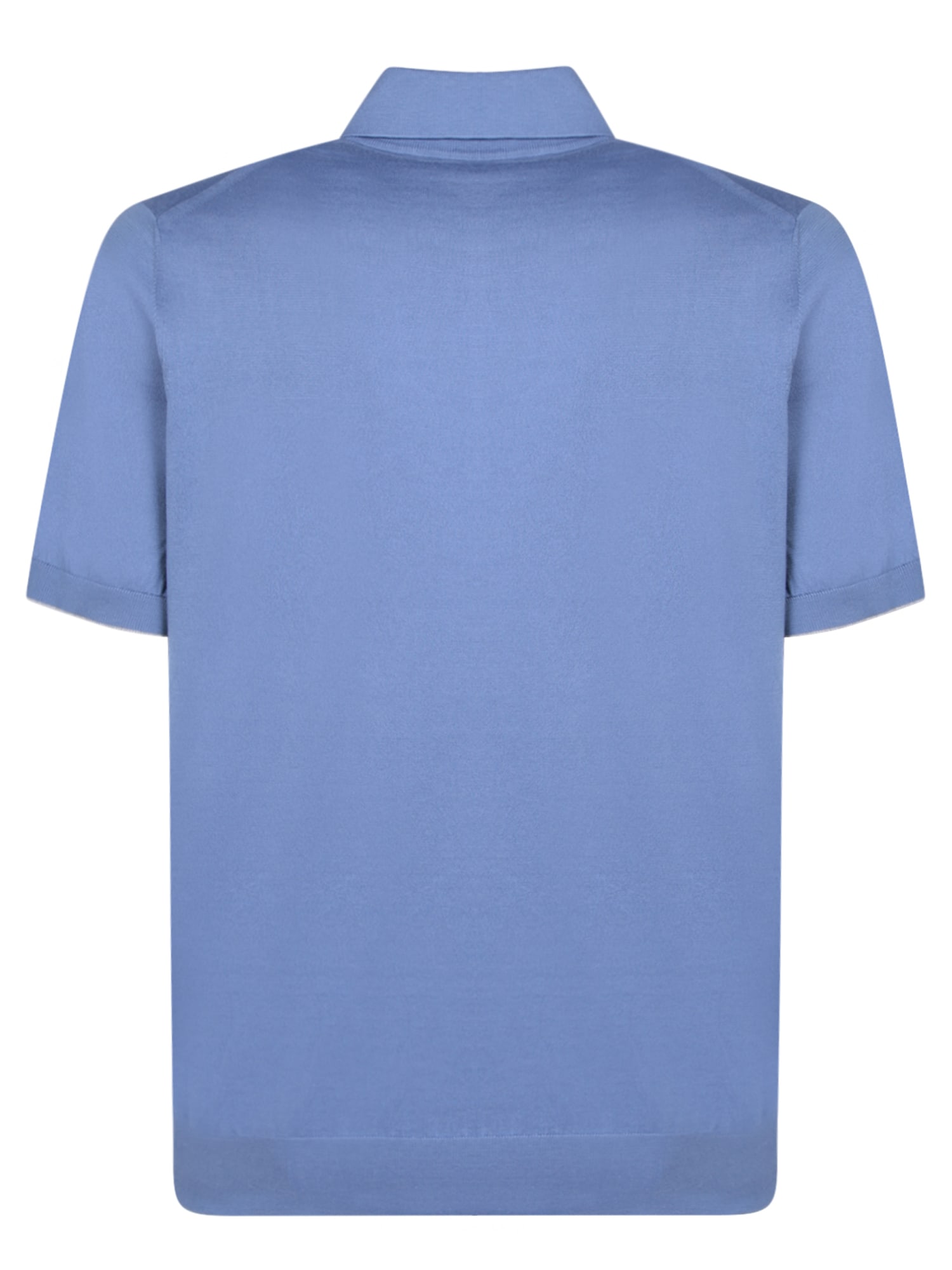 Shop Brunello Cucinelli Oxford Blue Polo Shirt