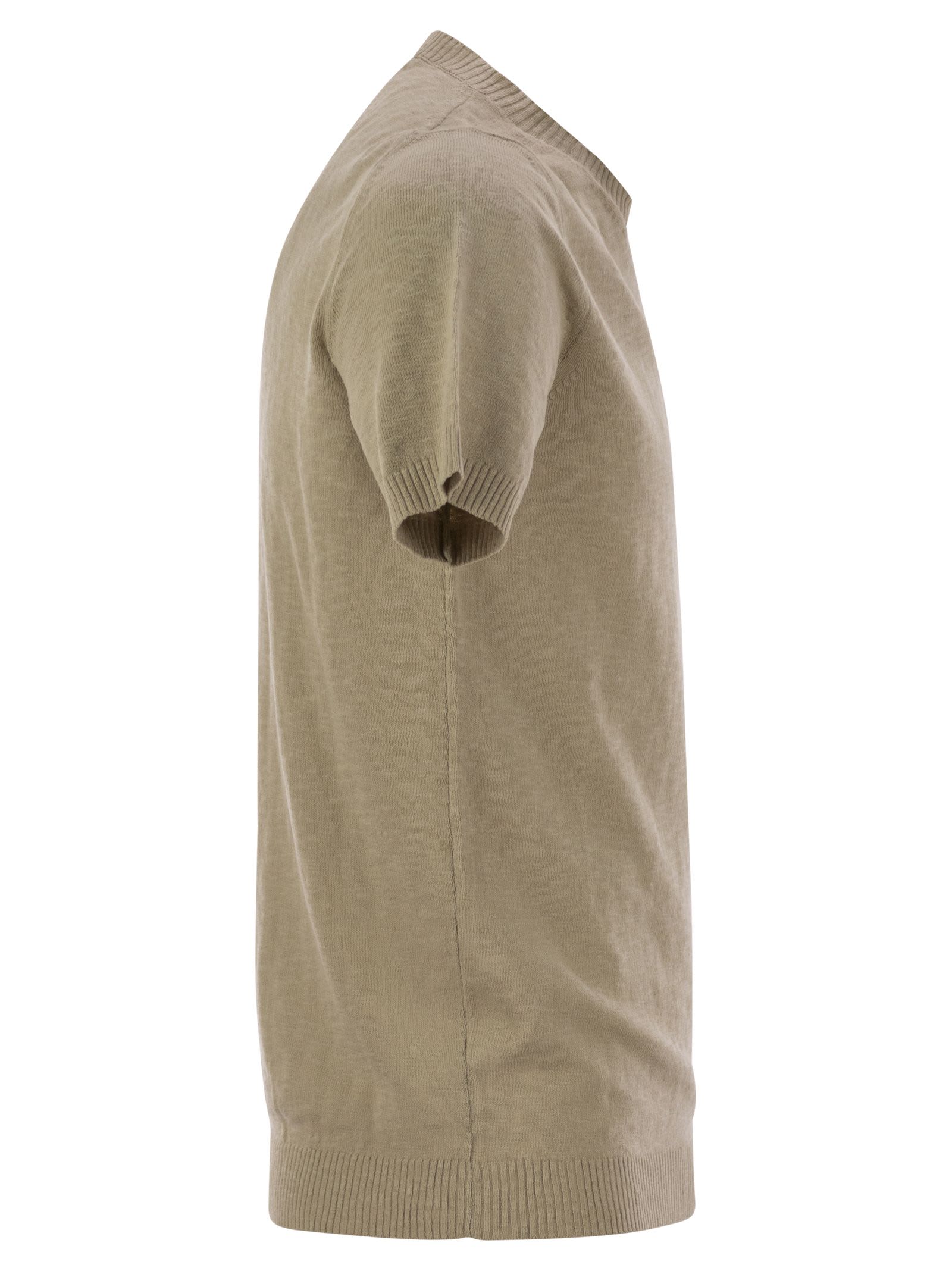 Pt Torino Crew-neck Short-sleeved Cotton Jersey In Beige