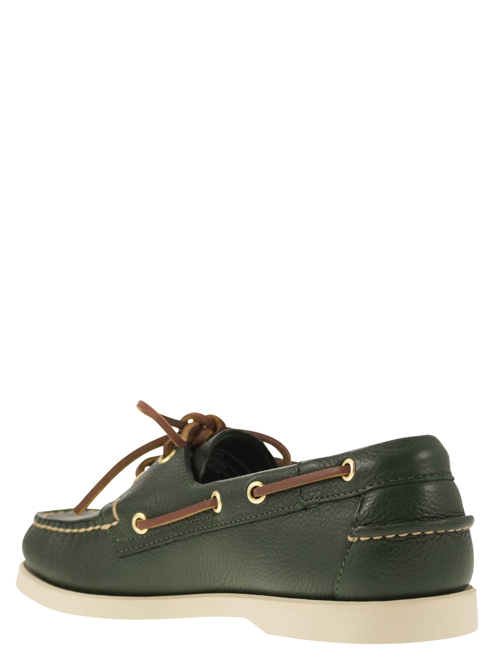 Shop Sebago Portland - Moccasin With Grained Leather In Green