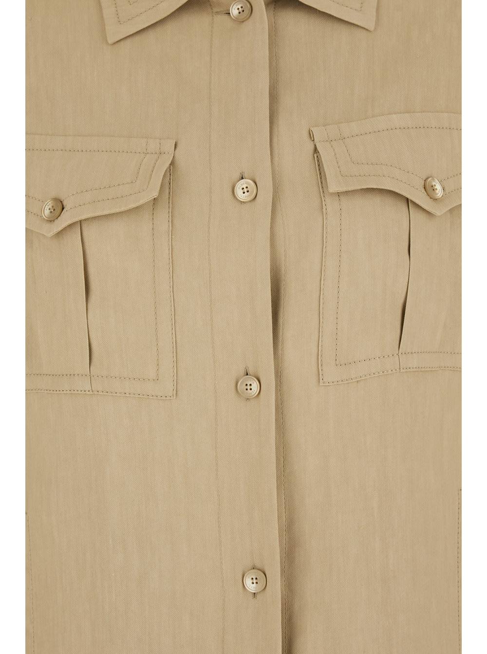 Alberta Ferretti Beige Jacket With Classic Collar And Epaulettes In Linen Blend Stretch Woman In Beige