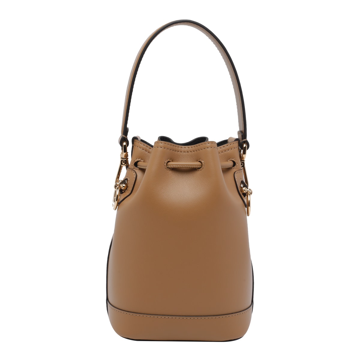 Fendi Women Camel Leather Mon Tresor Bucket Bag In Brown