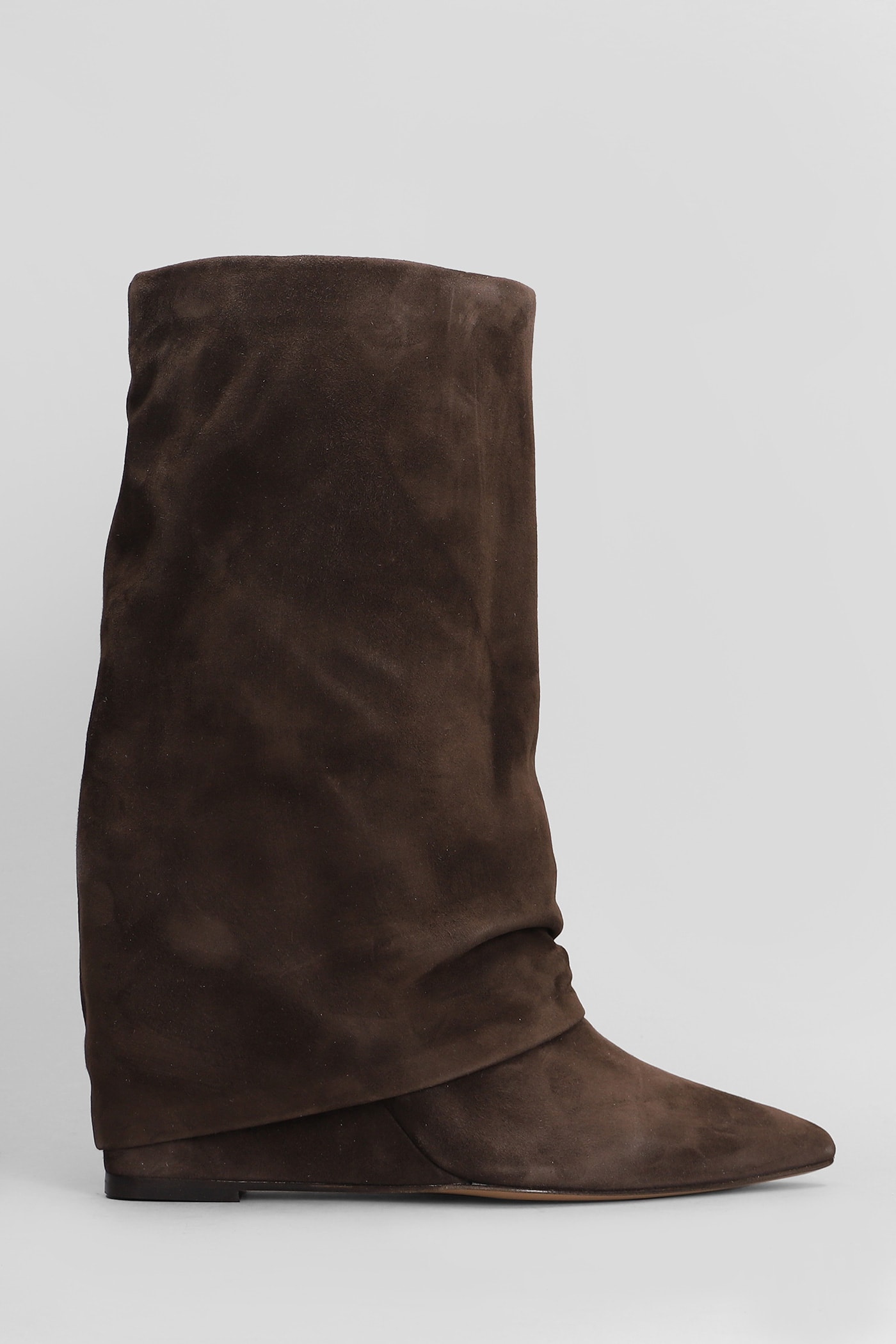 Shop The Seller High Heels Ankle Boots In Dark Brown Suede