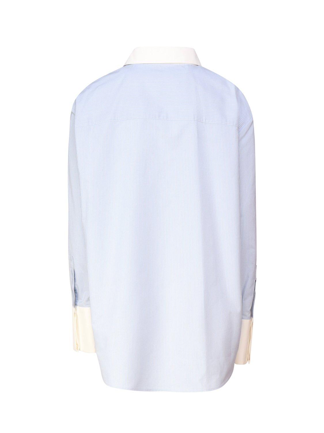 Shop Saint Laurent Winchester Boyfriend Shirt In Bleu Blanc