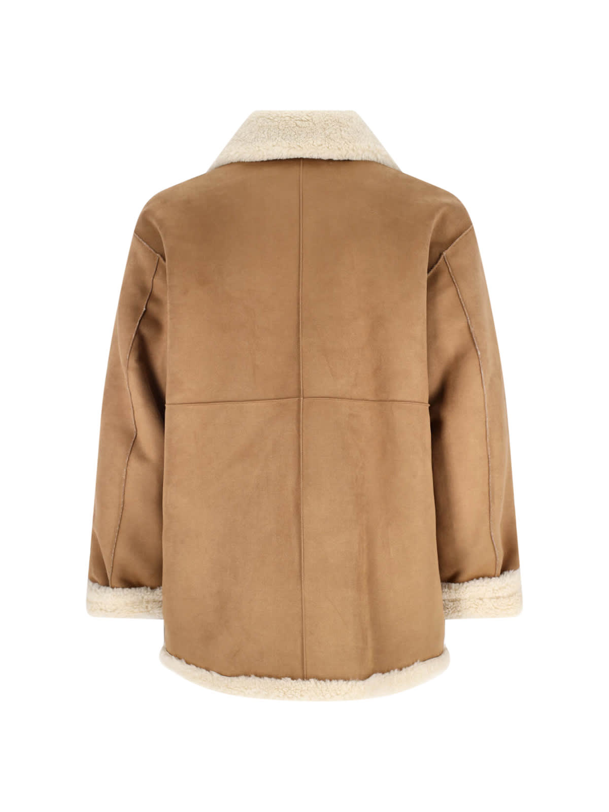 Dunst Beige Reversible Shearling Jacket With Classic Collar And Two Front Patch Pockets In Ecofur Man In Brown