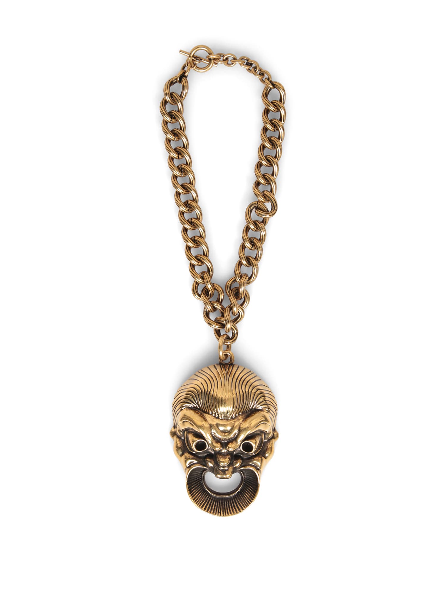 Etro Gold Theater Mask Necklace In Metallic