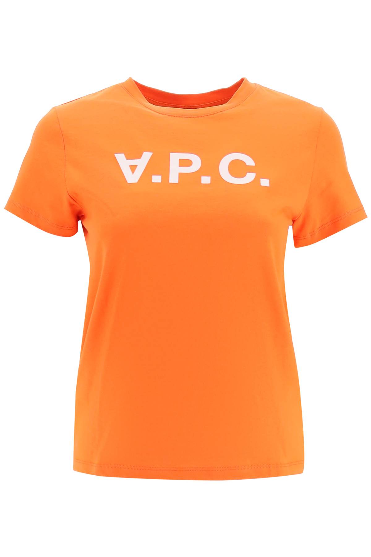 Shop Apc T-shirt With Flocked Vpc Logo In Rouge Vermillon (orange)