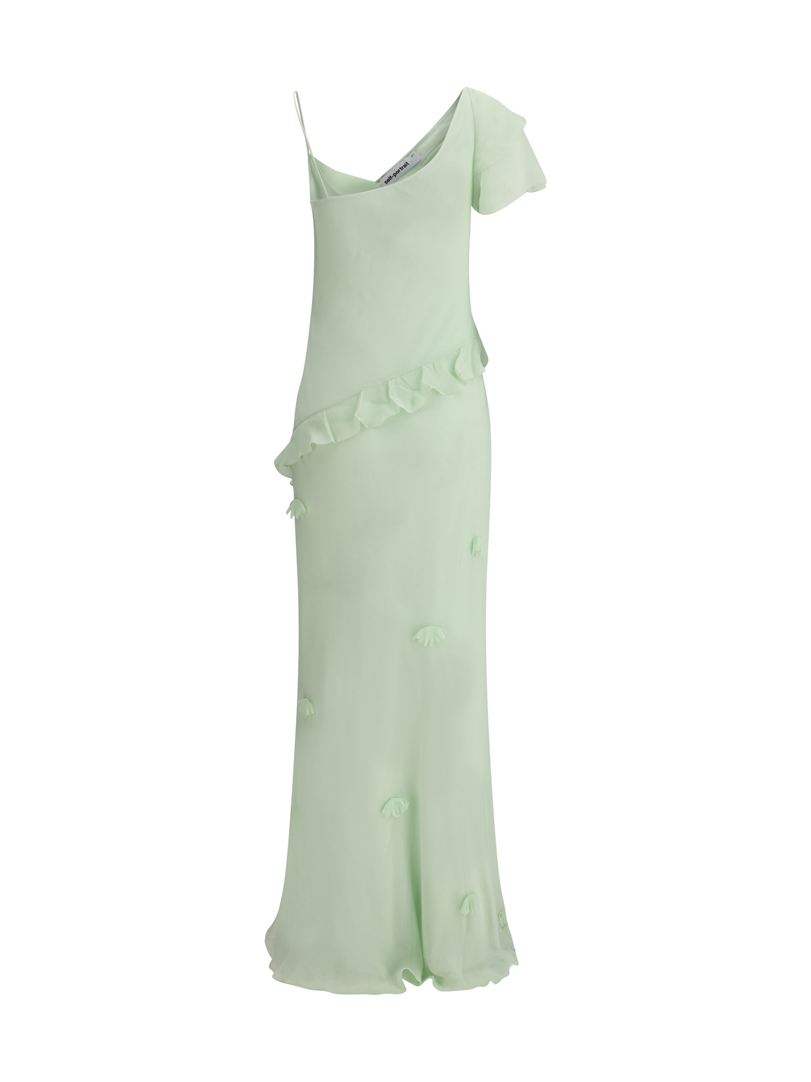 Self-portrait Self Portrait Long Georgette Dress With Floral Applique