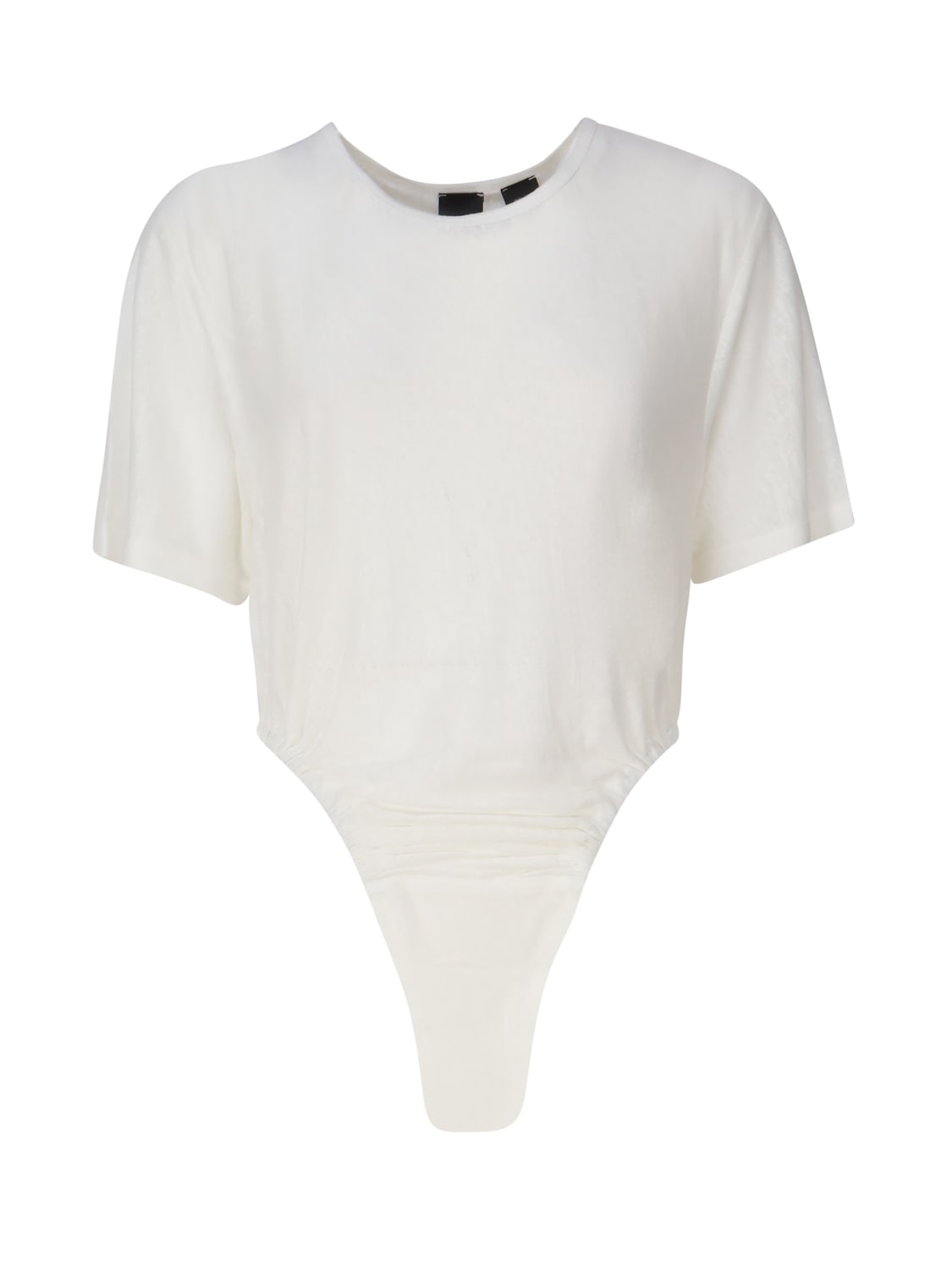 Shop Pinko Bodysuit In Slub Linen Fabric In White