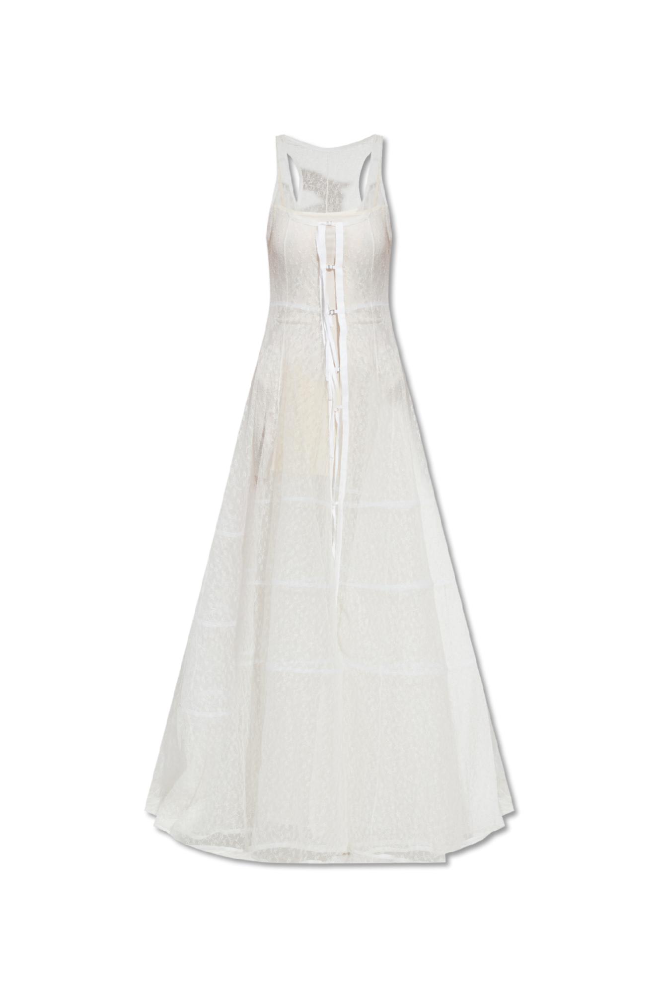 Shop Jacquemus Dentelle Lace Dress In White