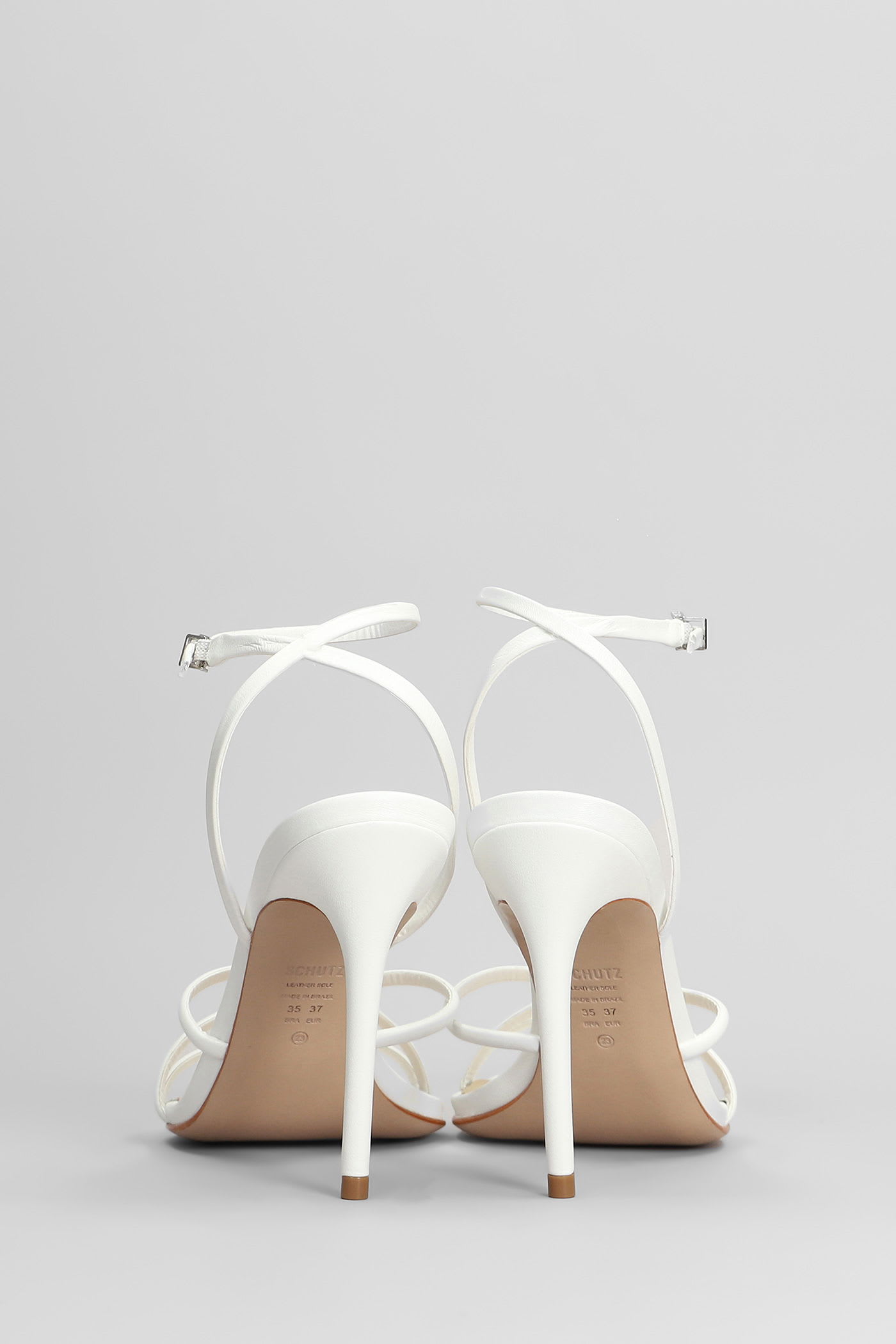 Schutz Sandals In White Leather In White