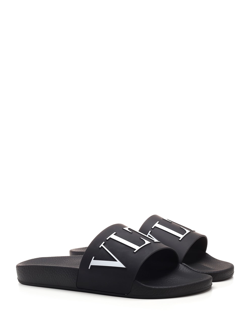 Shop Valentino Black Vltn Slides