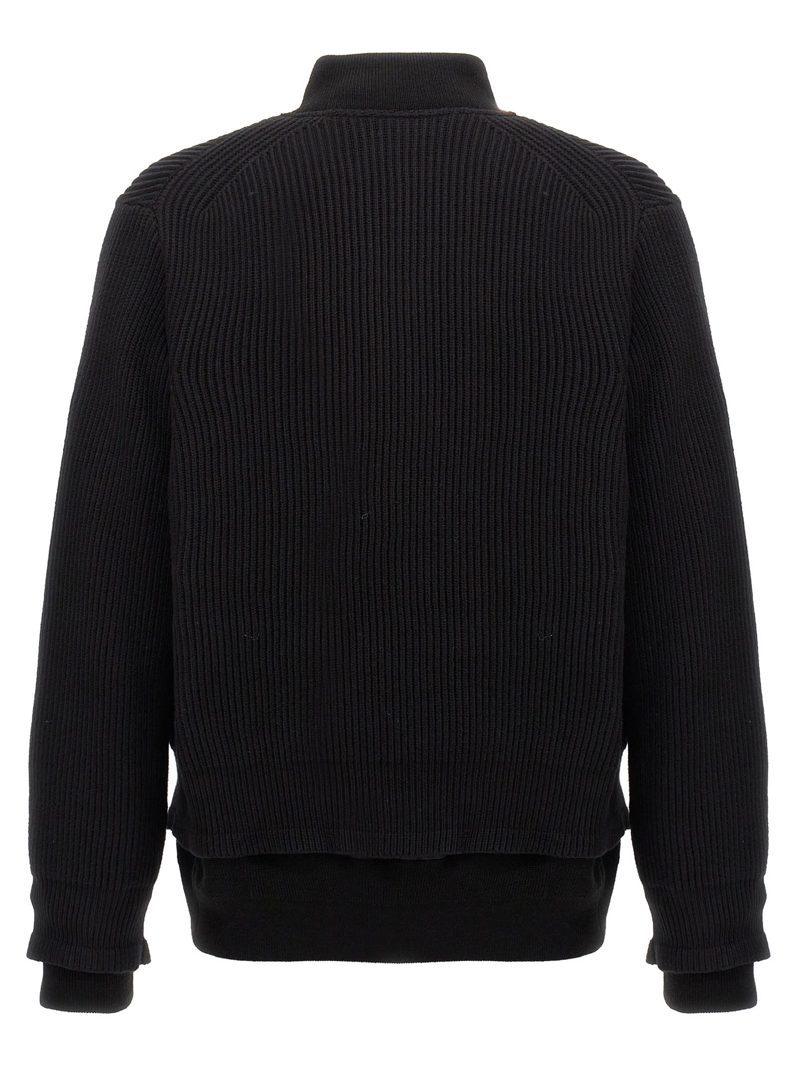 Shop Sacai Nylon Insert Cardigan In Black