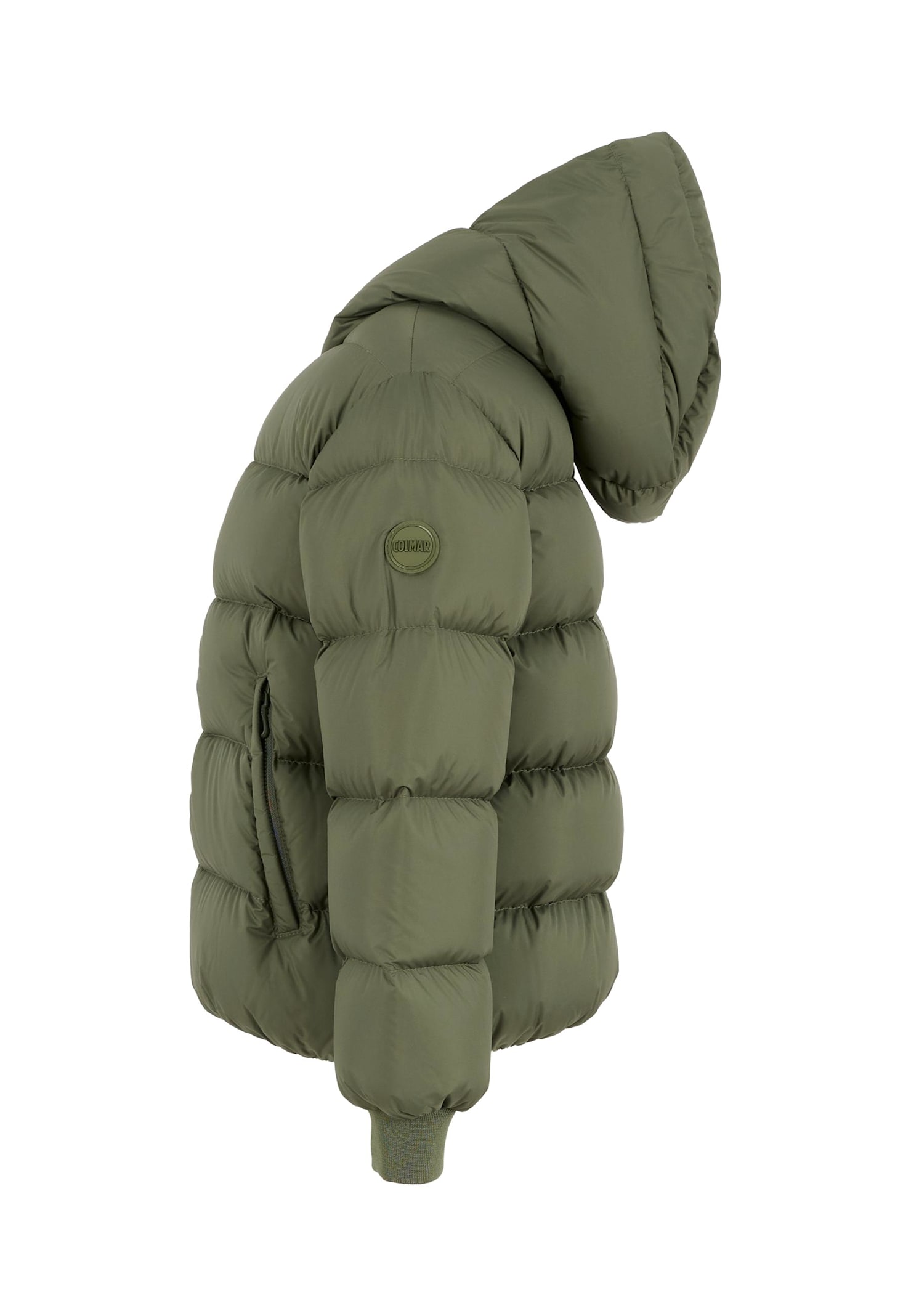 Colmar Green Down Jacket For Kids With Logo In Green