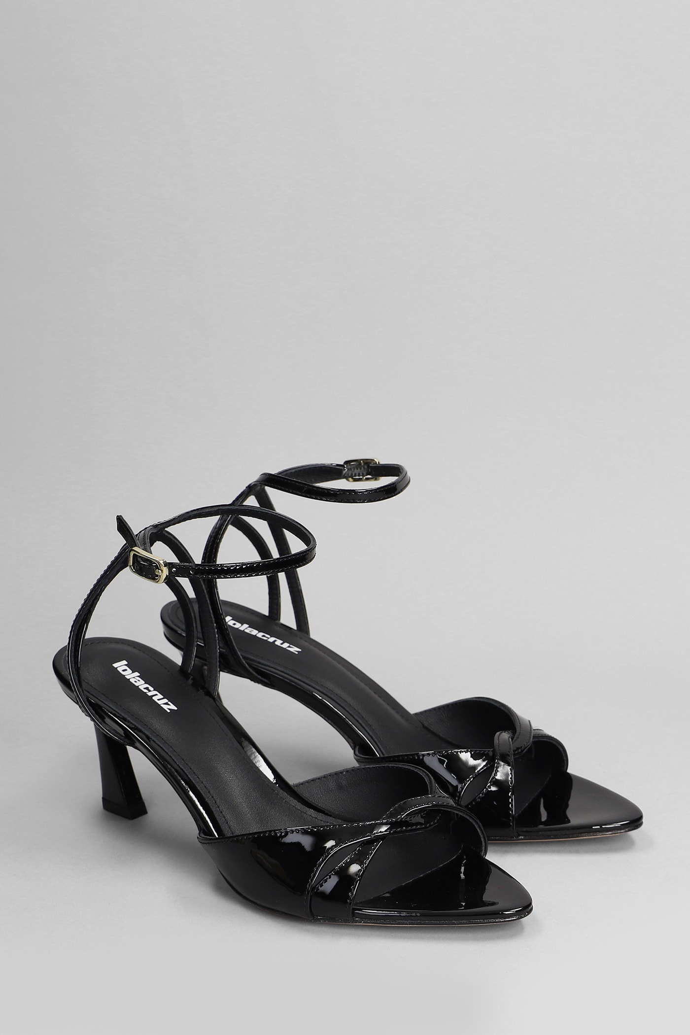 Shop Lola Cruz Bianca 65 Sandals In Black Patent Leather