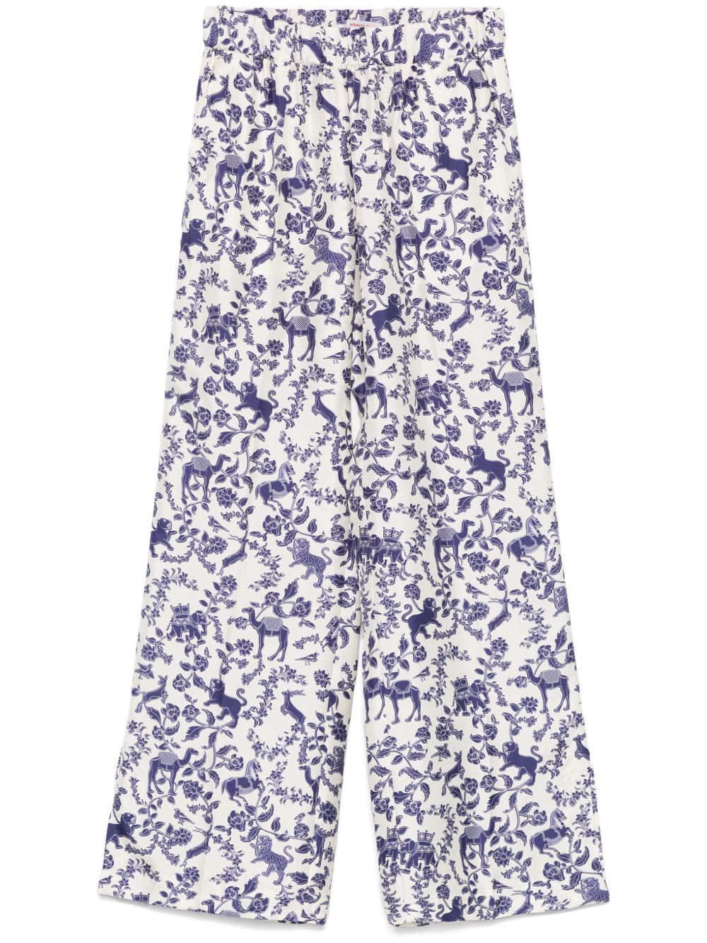 Alberto Biani Printed Silk Trousers In Sand