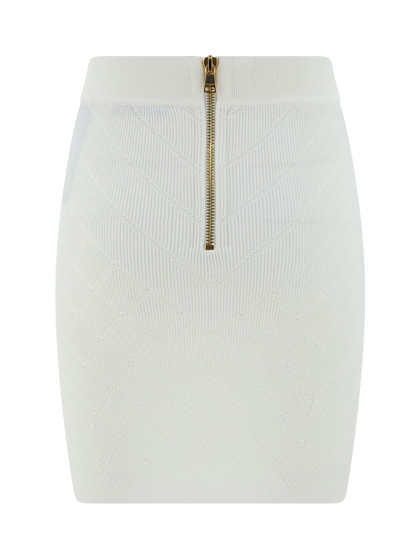 Shop Balmain Mini Skirt In 0fa Blanc