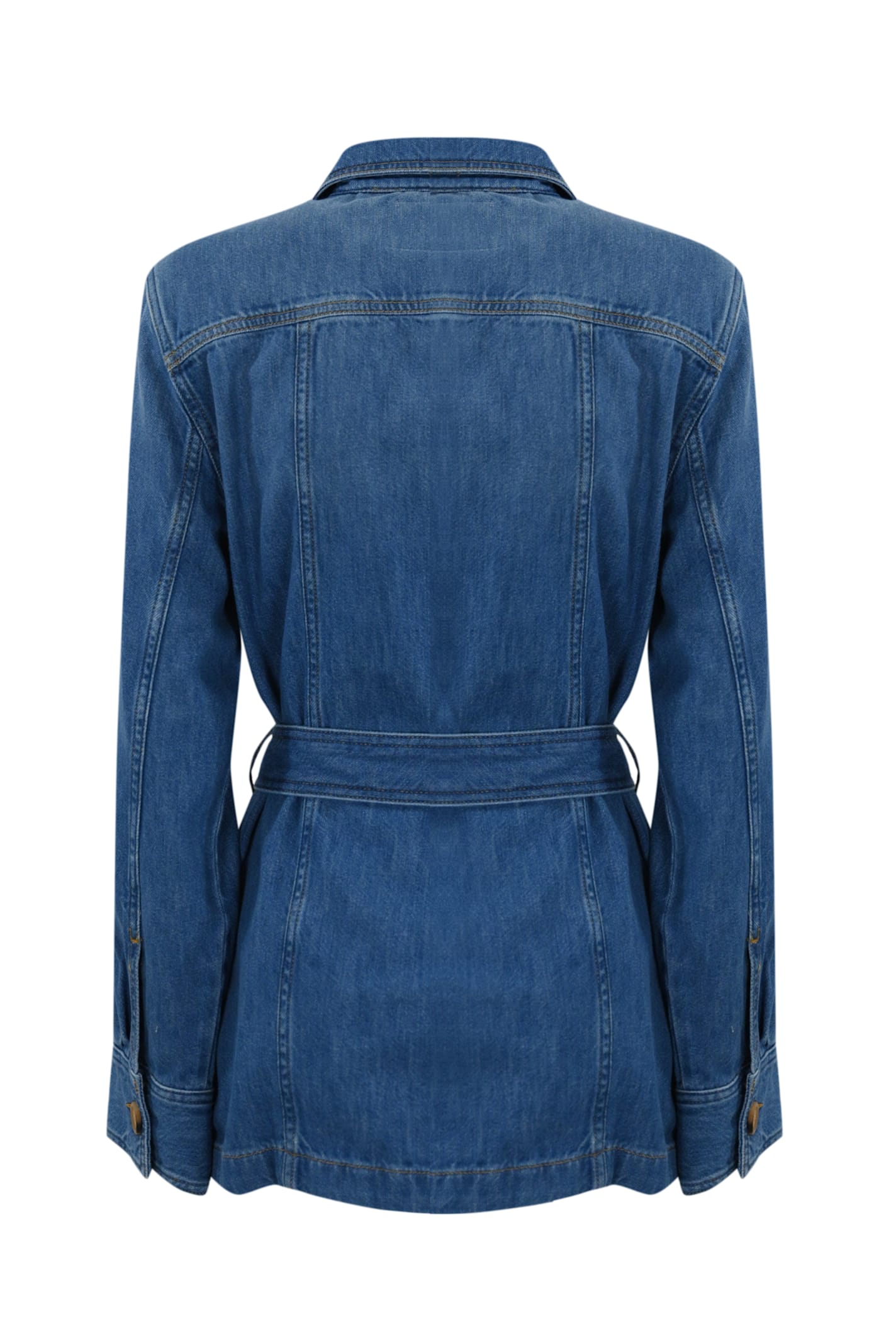 Twinset Denim Safari Jacket With Oval-t Belt In Denim Medio