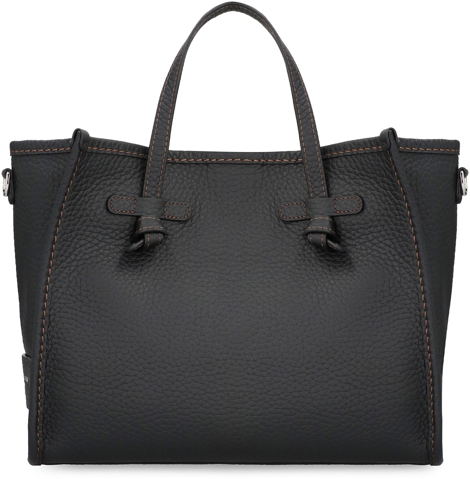 Shop Gianni Chiarini Miss Marcella 32 Smooth Leather Tote Bag In Black