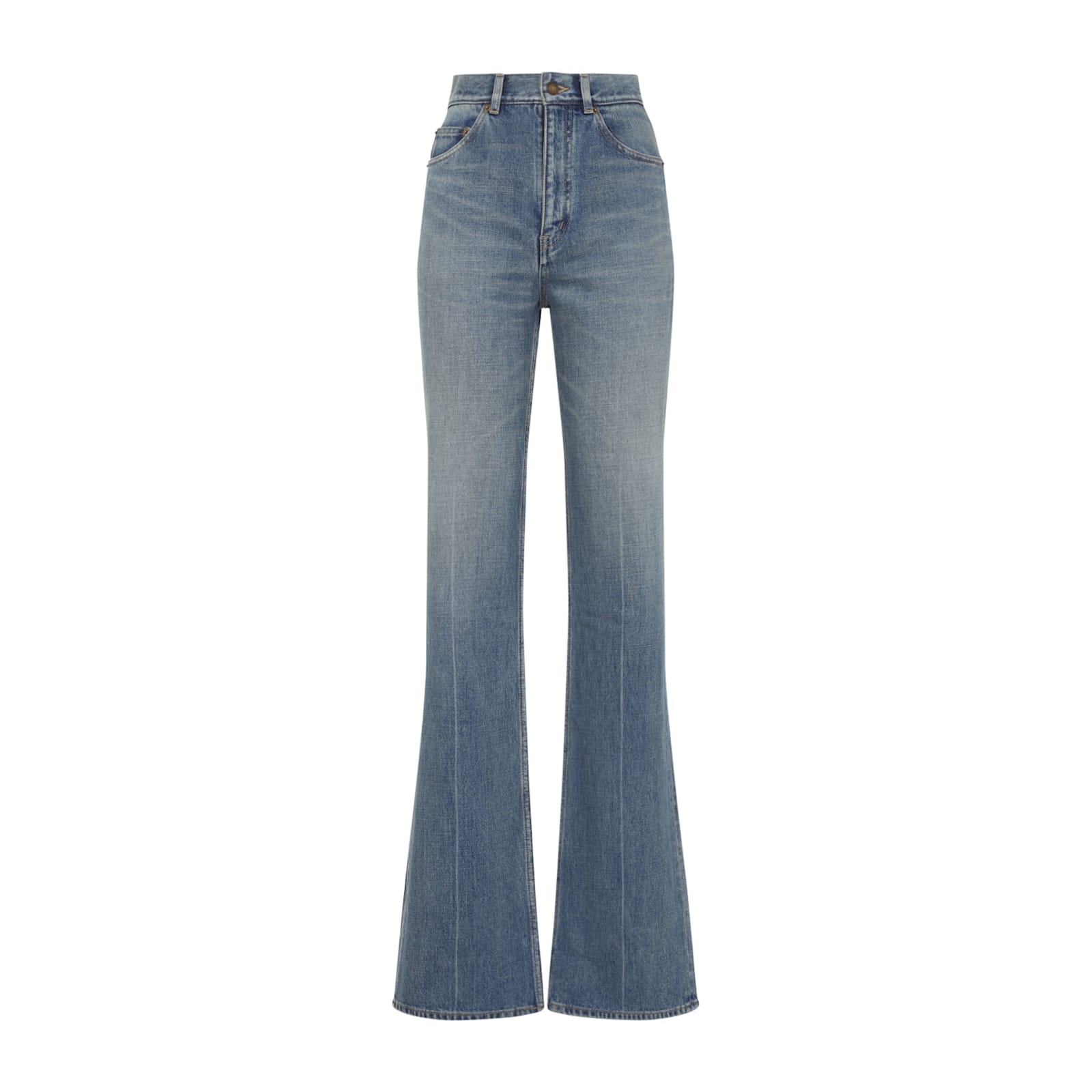Saint Laurent 70s Jeans With Flared Boot-cut Leg In Authentic Medium Blu