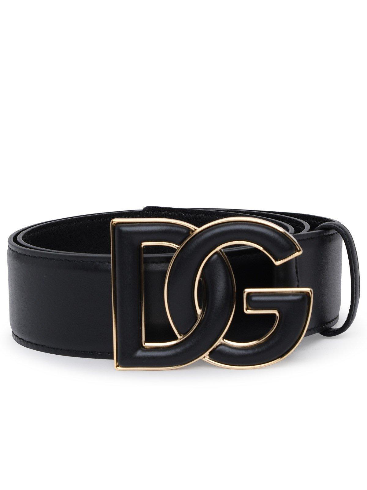 Shop Dolce & Gabbana Dg Logo Plaque Buckle Belt In Nero