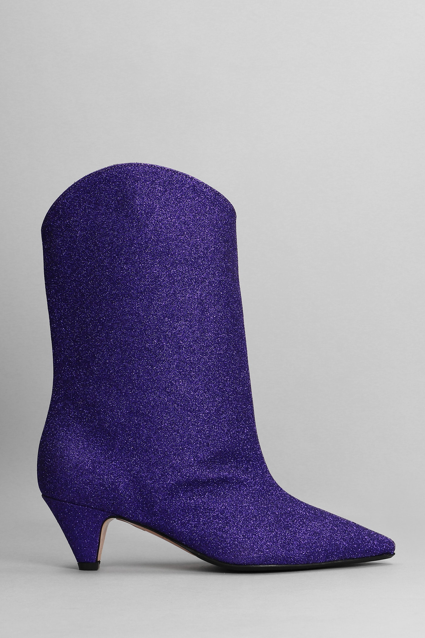 Anna F. High Heels Ankle Boots In Viola Glitter