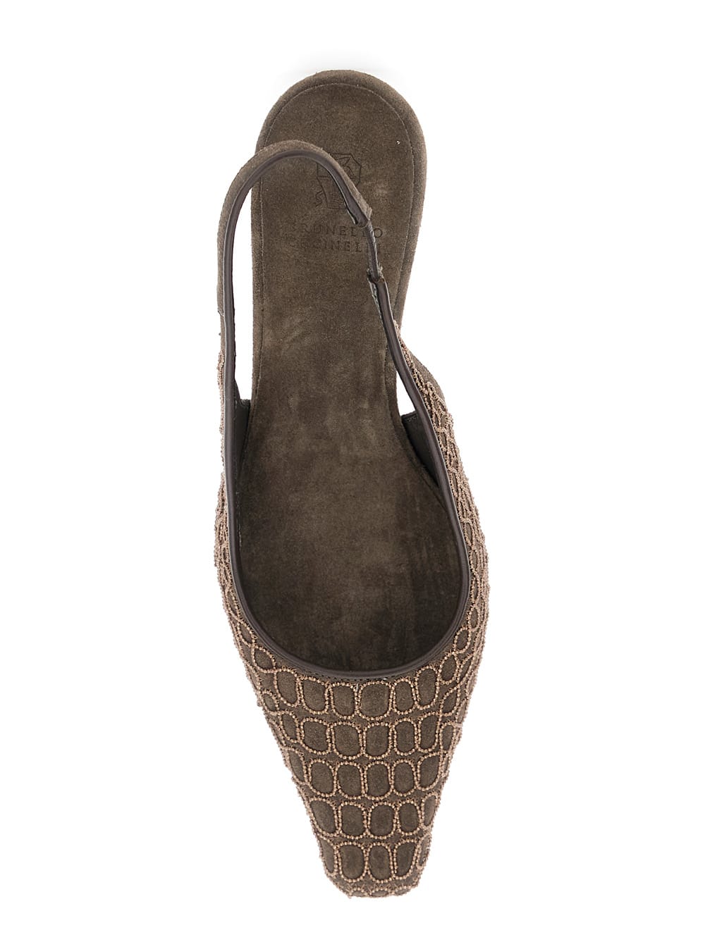 Brunello Cucinelli Brown Pumps With Applied Details In Suede Woman In Brown
